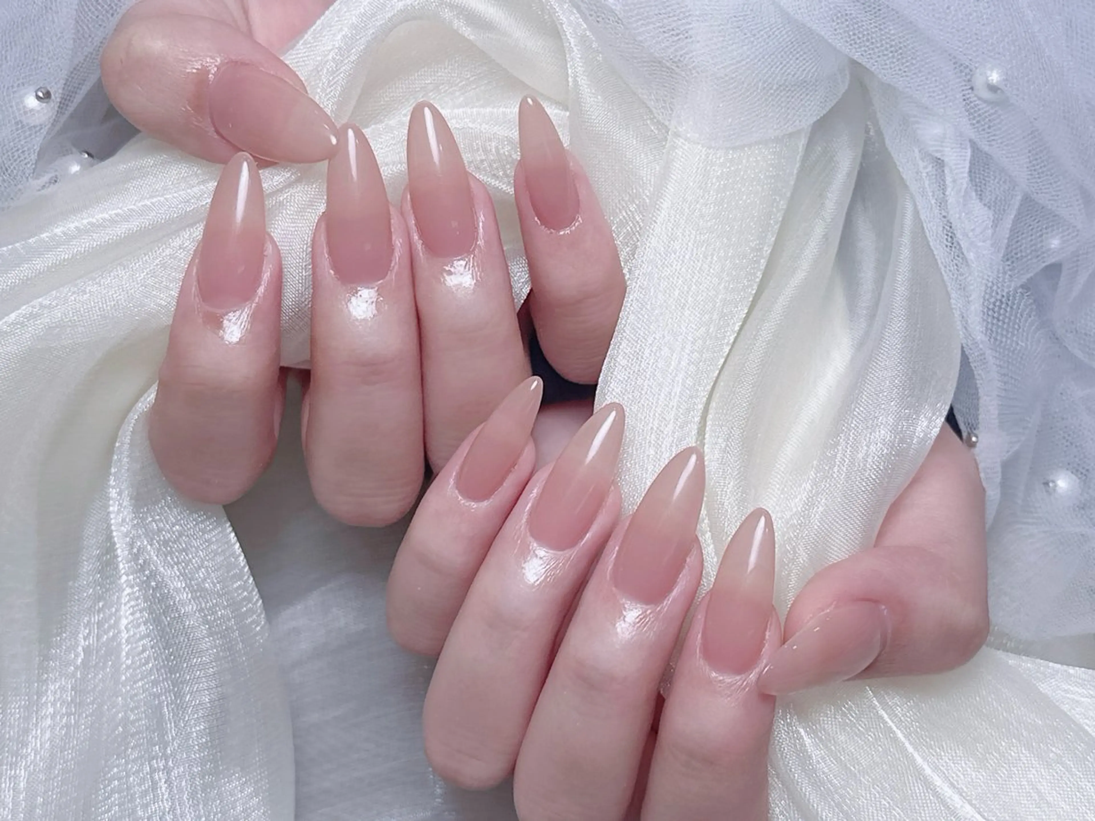 ネイル 長さ出し フレンチネイル ジェルネイル ガラスフレンチ 韓国ネイル ハンドネイル ハンドケア HD Studioのネイルデザイン