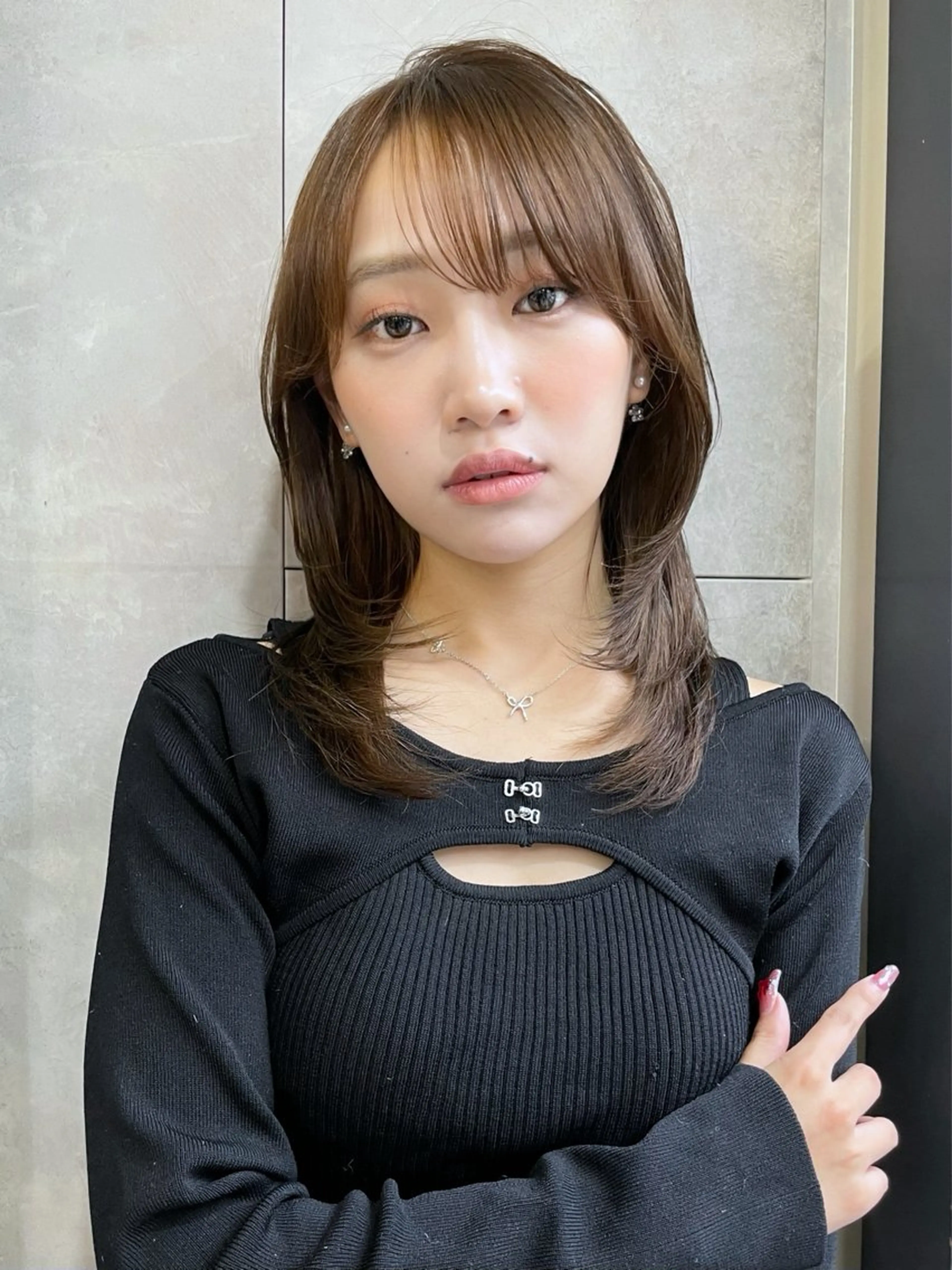 ミディアム ミディアムレイヤー レイヤーカット ボブ/デザインカラー /表参道/新井美有紀のヘアスタイル