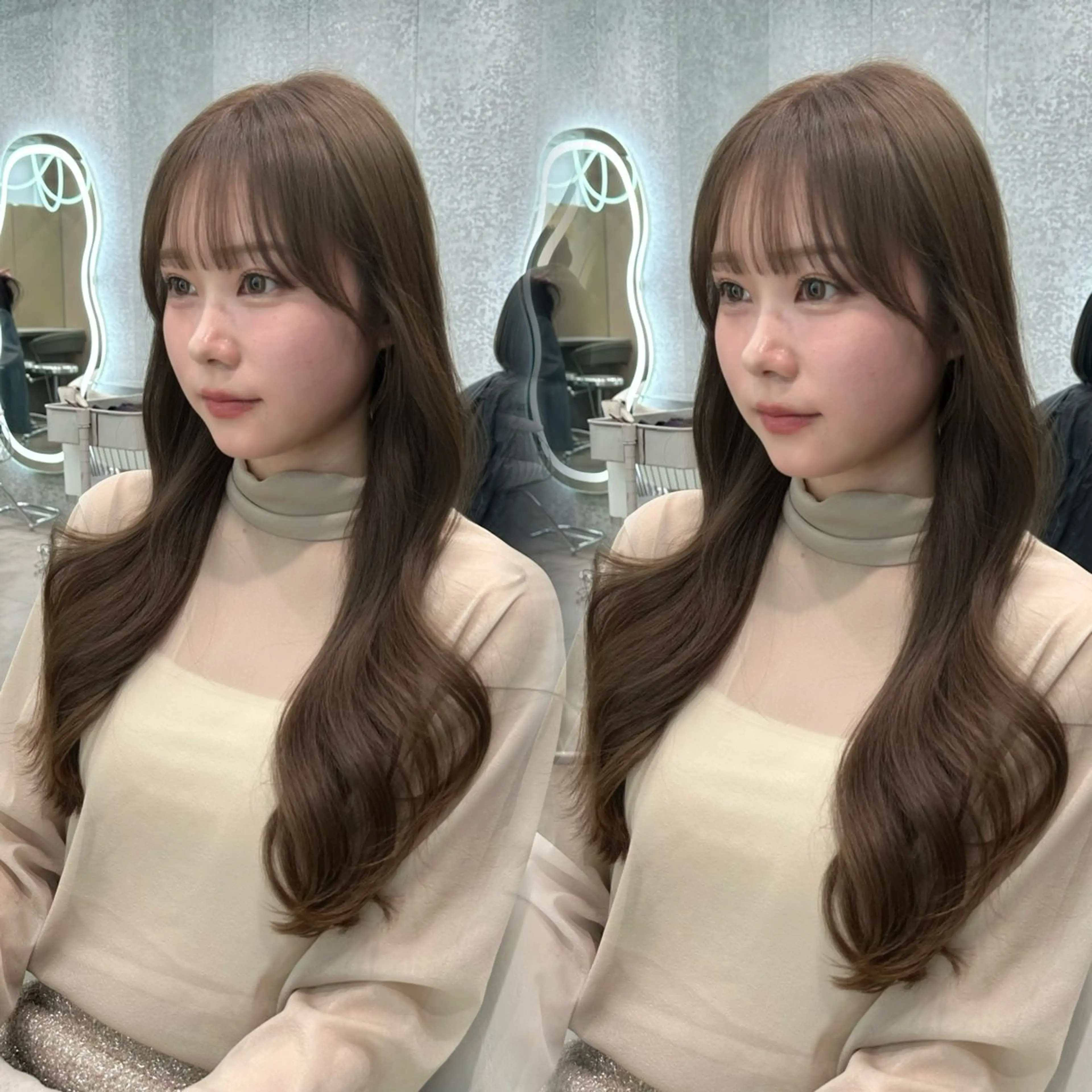 セミロング カラー ヘアアレンジ カット ヘアカラー トリートメント ブリーチなしW🎀 髪質改善／はのんのヘアスタイル