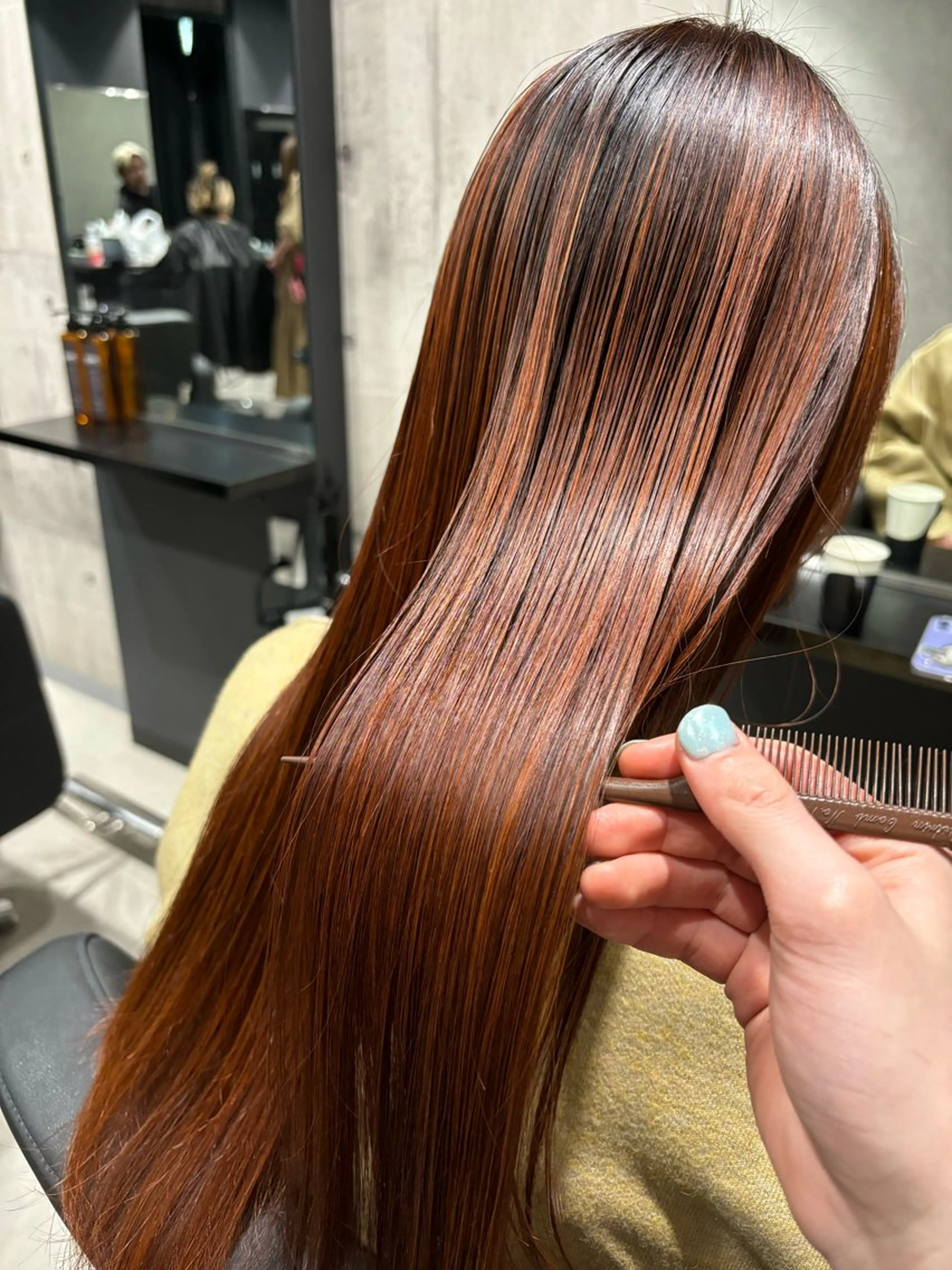 ロング カラー ブラウンカラー オレンジ オレンジブラウン 髪質改善 トリートメント カット ヘアカラー トリートメント _white【京橋店】所属・_WHITE / KENTOのヘアスタイル