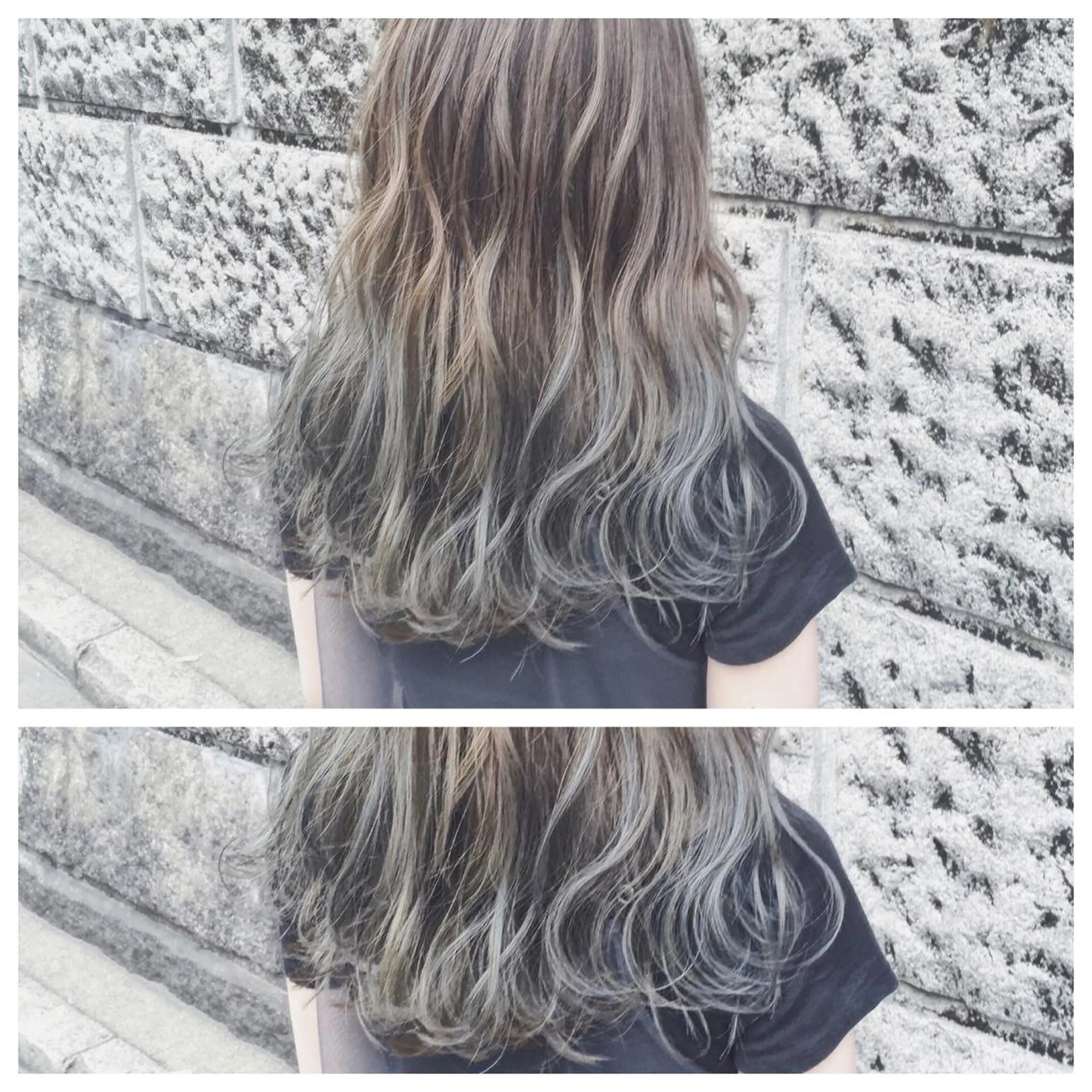 セミロング アッシュ ハイライト 🌈髪質改善カラーの 🌈坂本侑樹のヘアスタイル