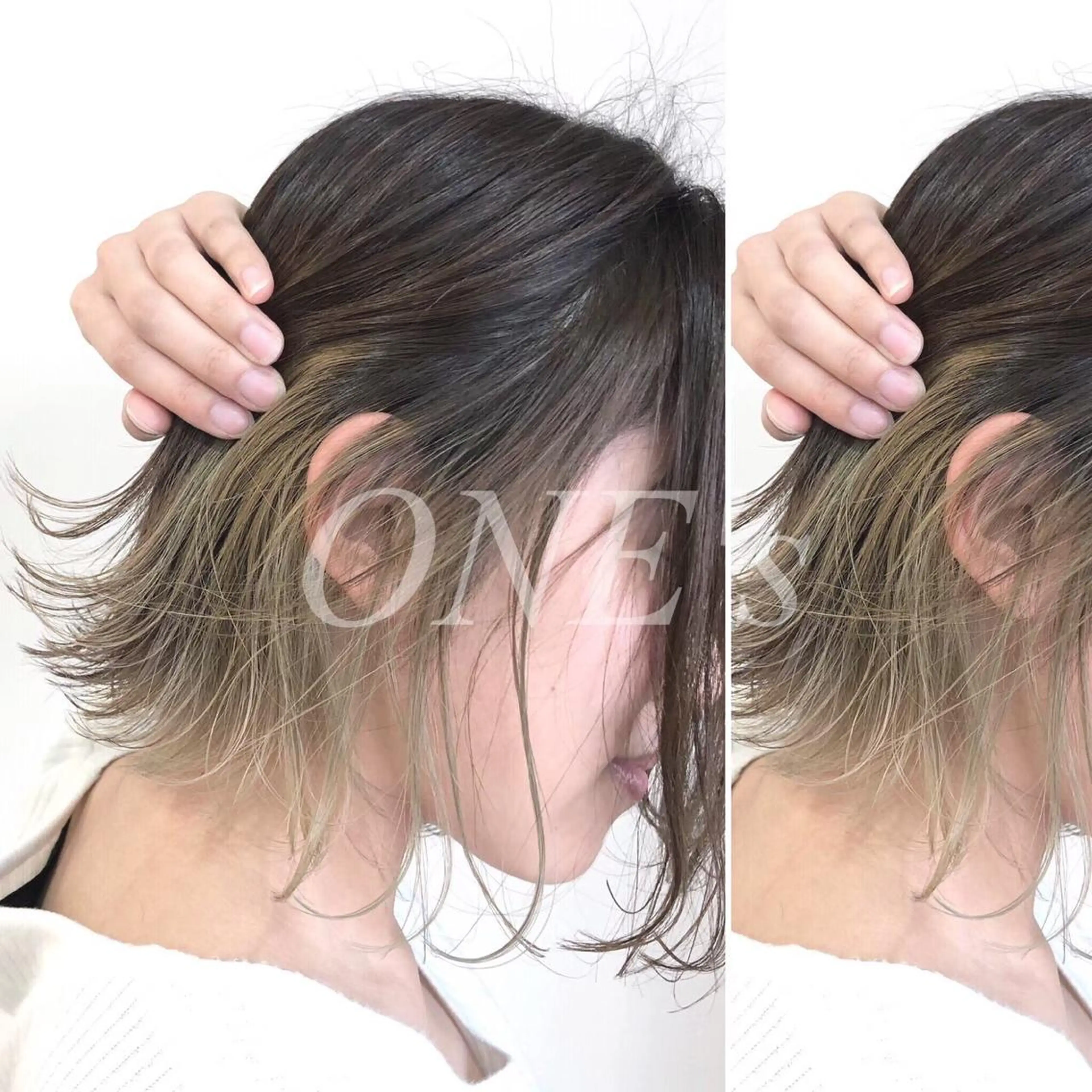 ミディアム カラー JuNブリーチに 縮毛矯正するプロのヘアスタイル