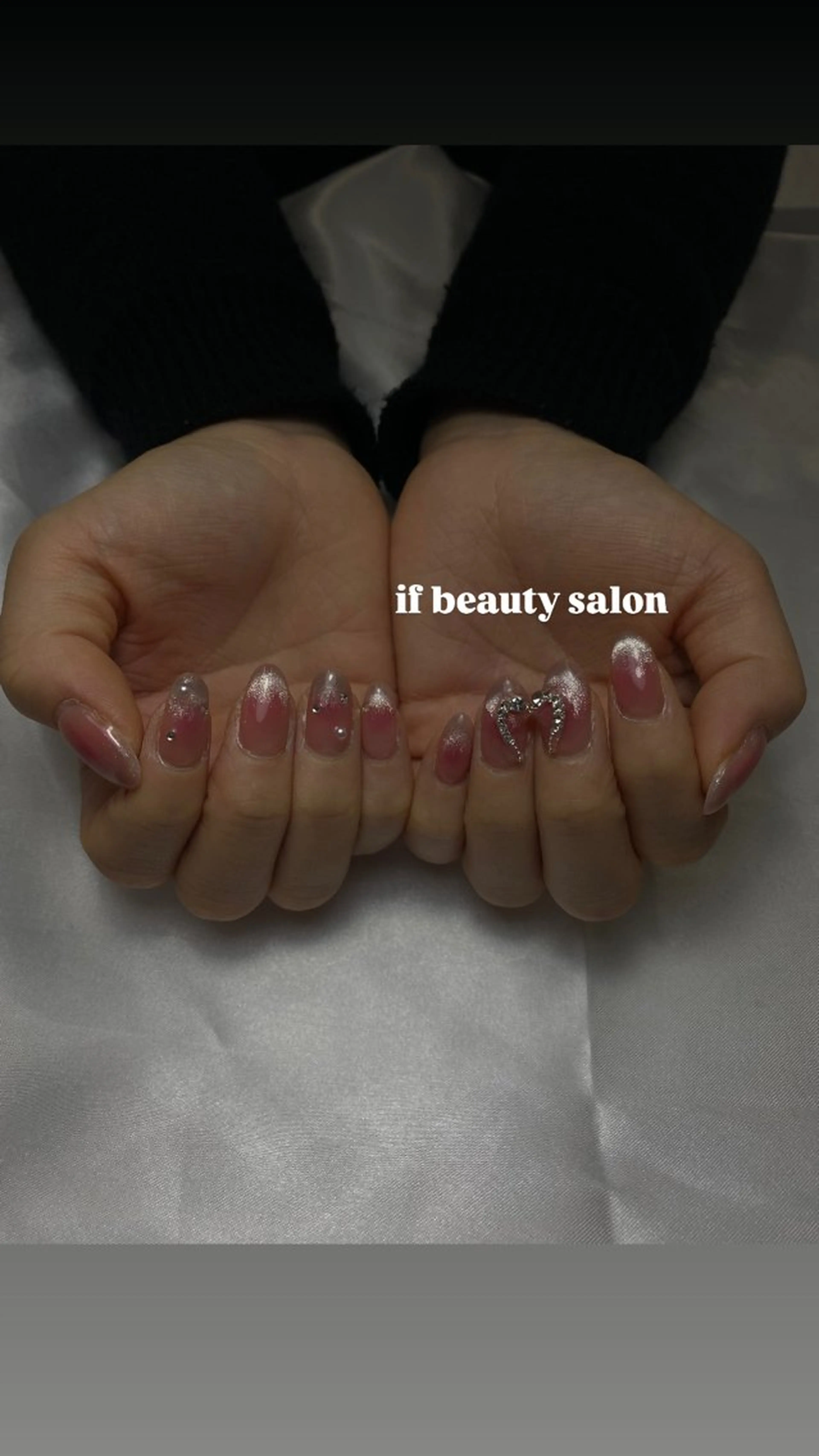 ネイル フレンチネイル ラメ(グリッター) マグネットネイル マグネットフレンチ ハンドネイル イフビューティ Yuimiのネイルデザイン