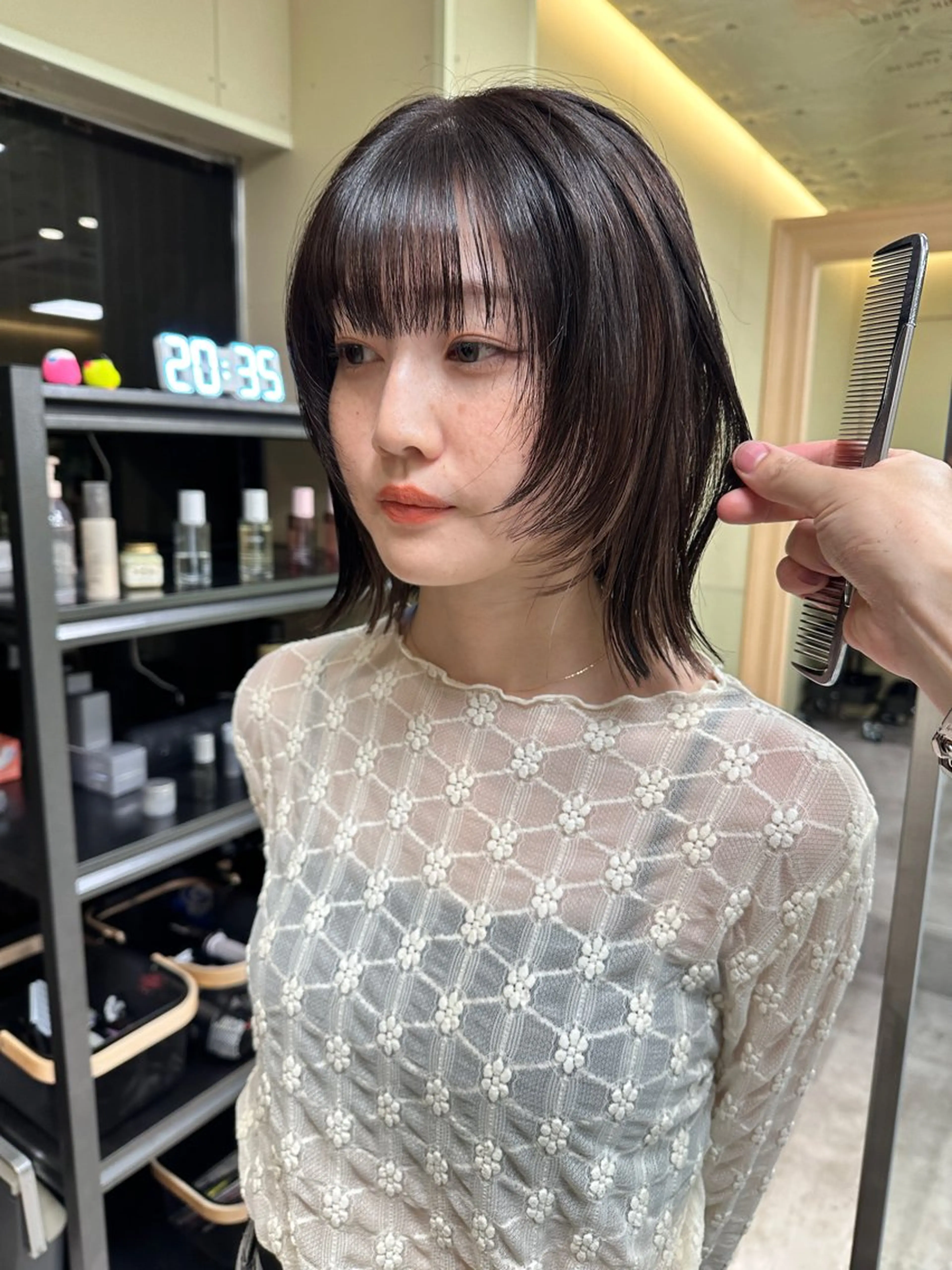 ミディアム カット ヘアカラー ボブ/ぱつっとボブ/ 谷口 海星のヘアスタイル