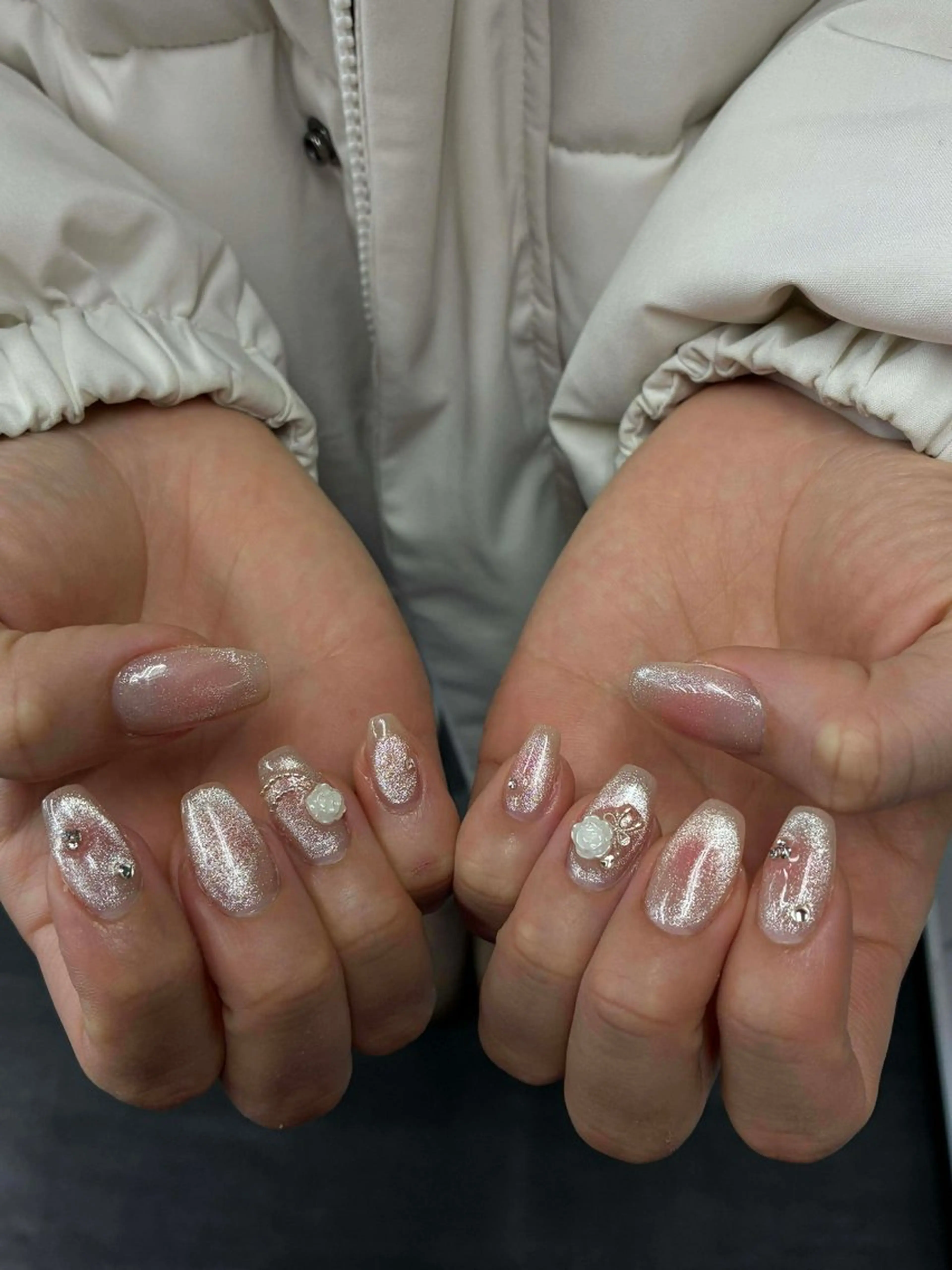 ネイル 韓国ネイル 持ち込み ニュアンスネイル ネイルチップ 冬ネイル RINN ANA.CHUOのネイルデザイン