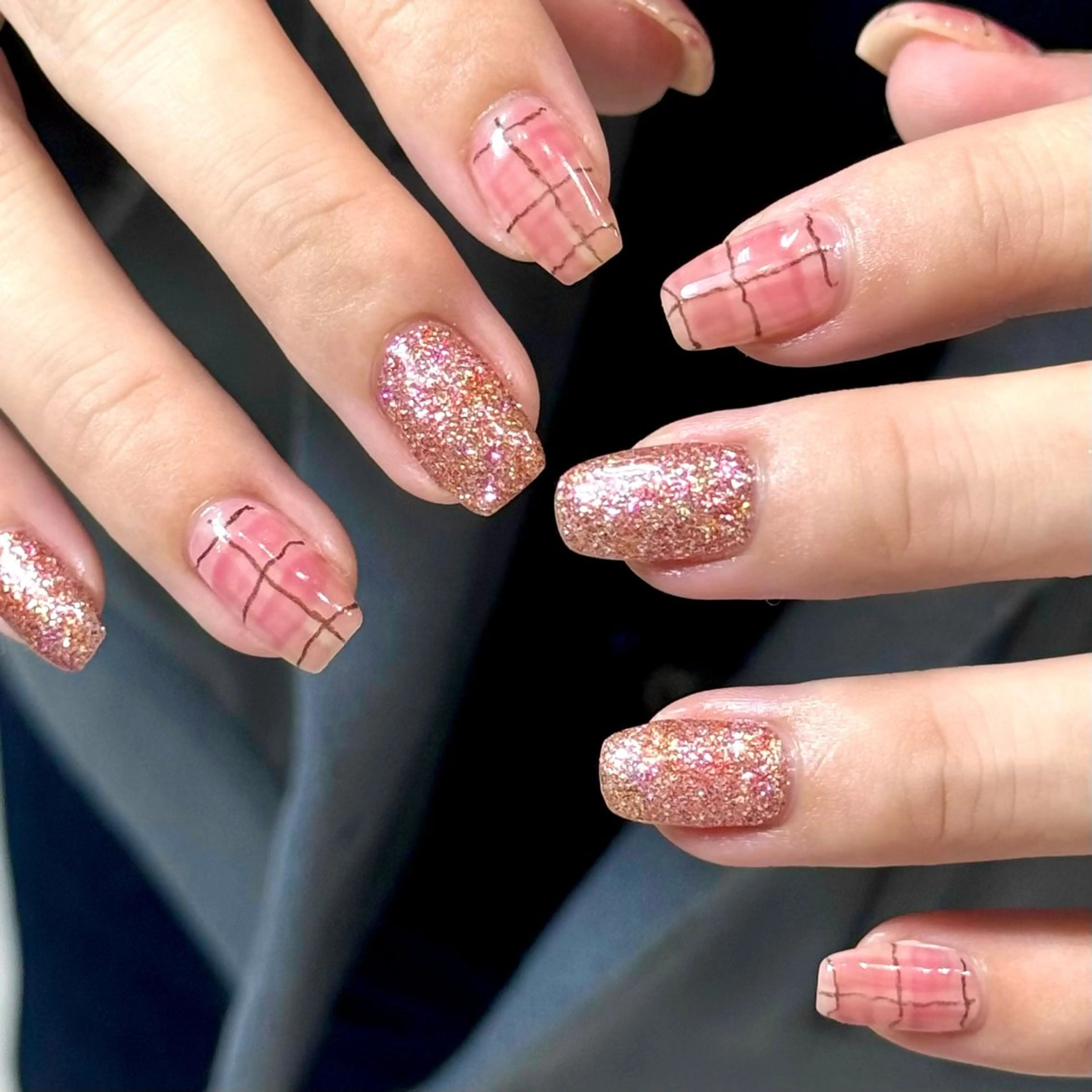 ネイル ラメ(グリッター) ピンク ハンドネイル HARUKA ネイリスト福岡/薬院のネイルデザイン