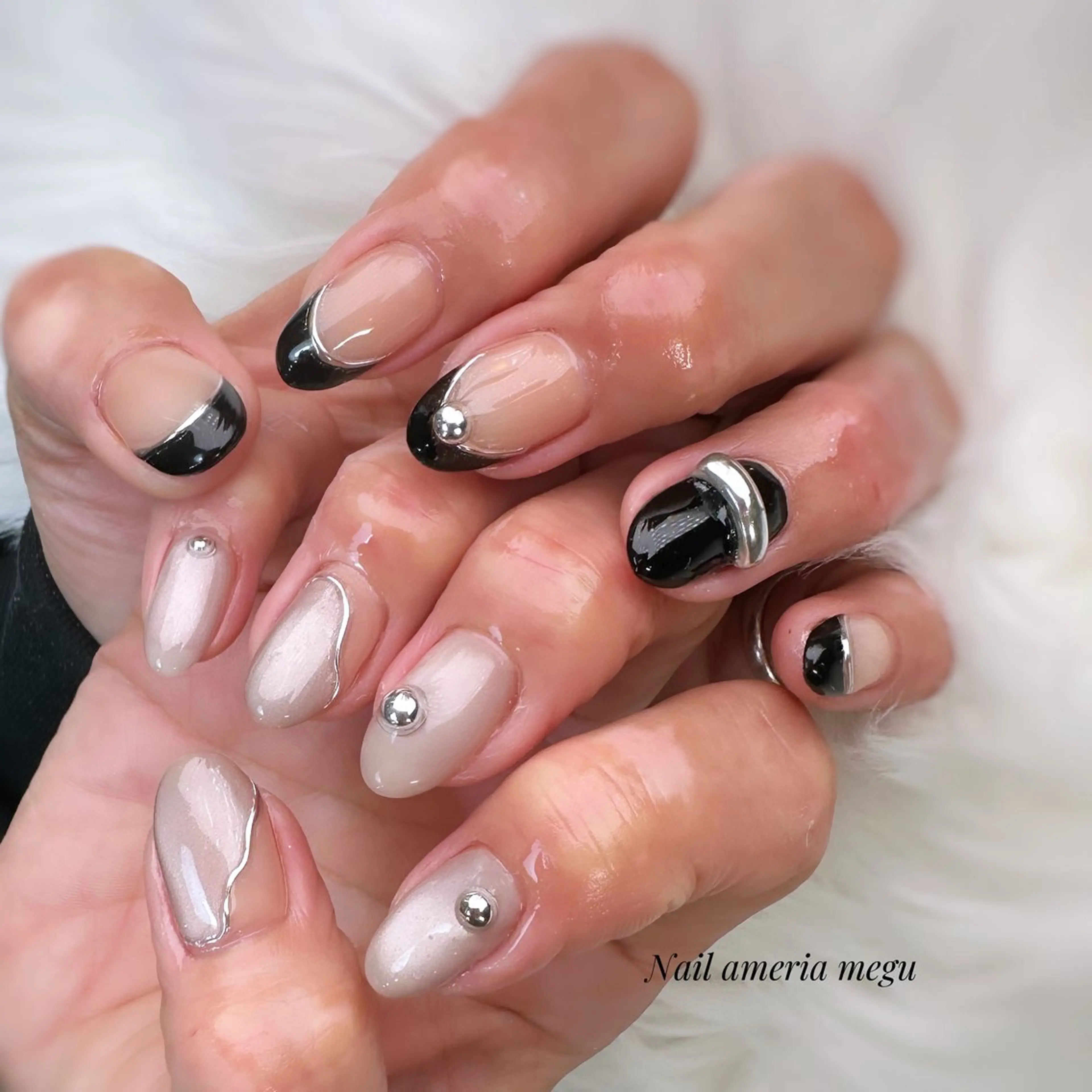 ネイル フレンチネイル マグネットネイル ハンドネイル Nail ameria megu所属・ameria meguのネイルデザイン