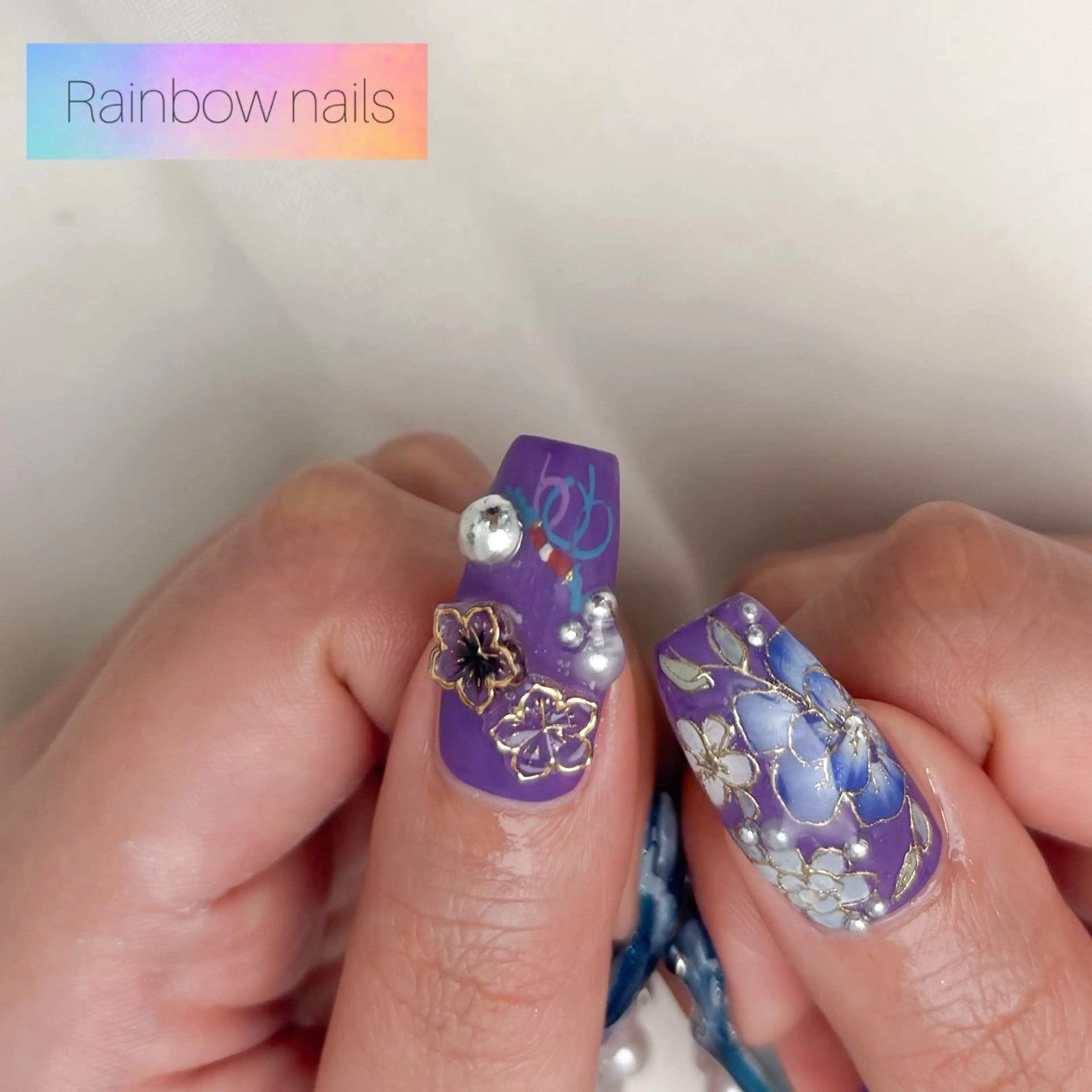 ネイル ハンドネイル Rainbow nailsくろちゃんのネイルデザイン