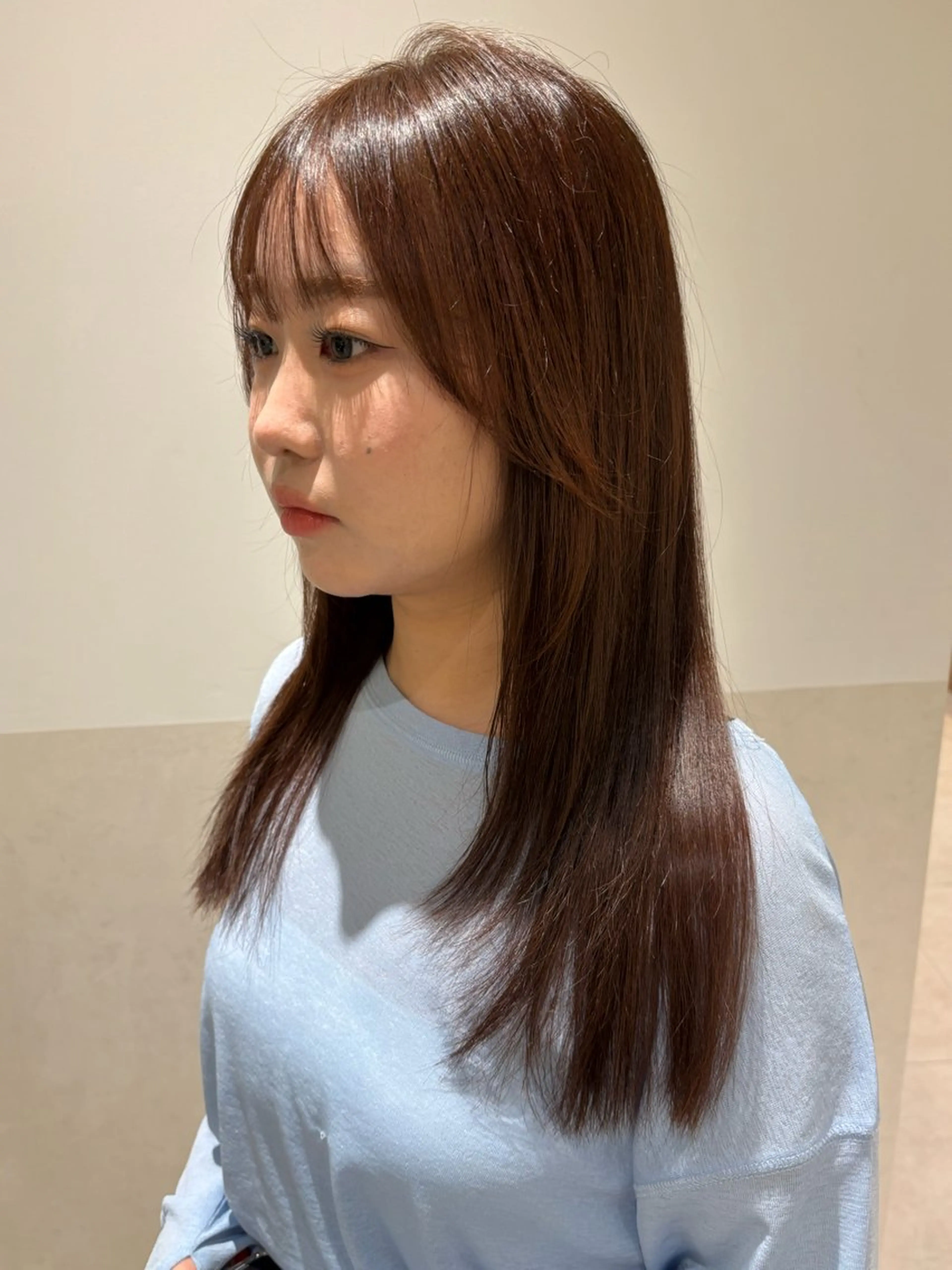 セミロング カラー パーマ ヘアアレンジ ブラウンカラー チョコレートブラウン 髪質改善 トリートメント ヘアカラー トリートメント ヘッドスパ ヘアセット 押切 響　のヘアスタイル