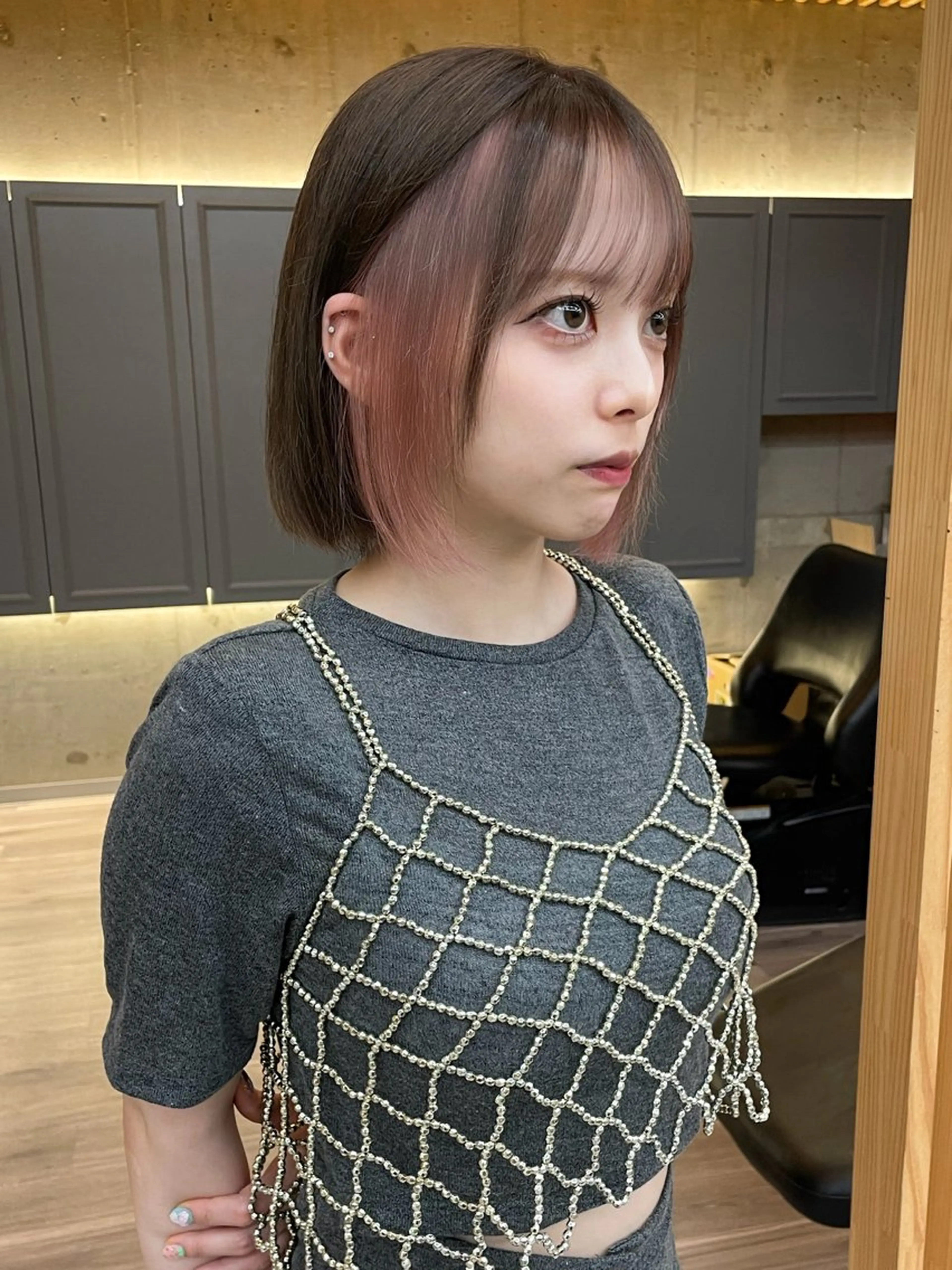 ミディアム カラー ブリーチ インナーカラー ラベンダーカラー ピンクカラー ピンクラベンダー ヘアカラー ブリーチ/ベージュ 💕/momoaのヘアスタイル