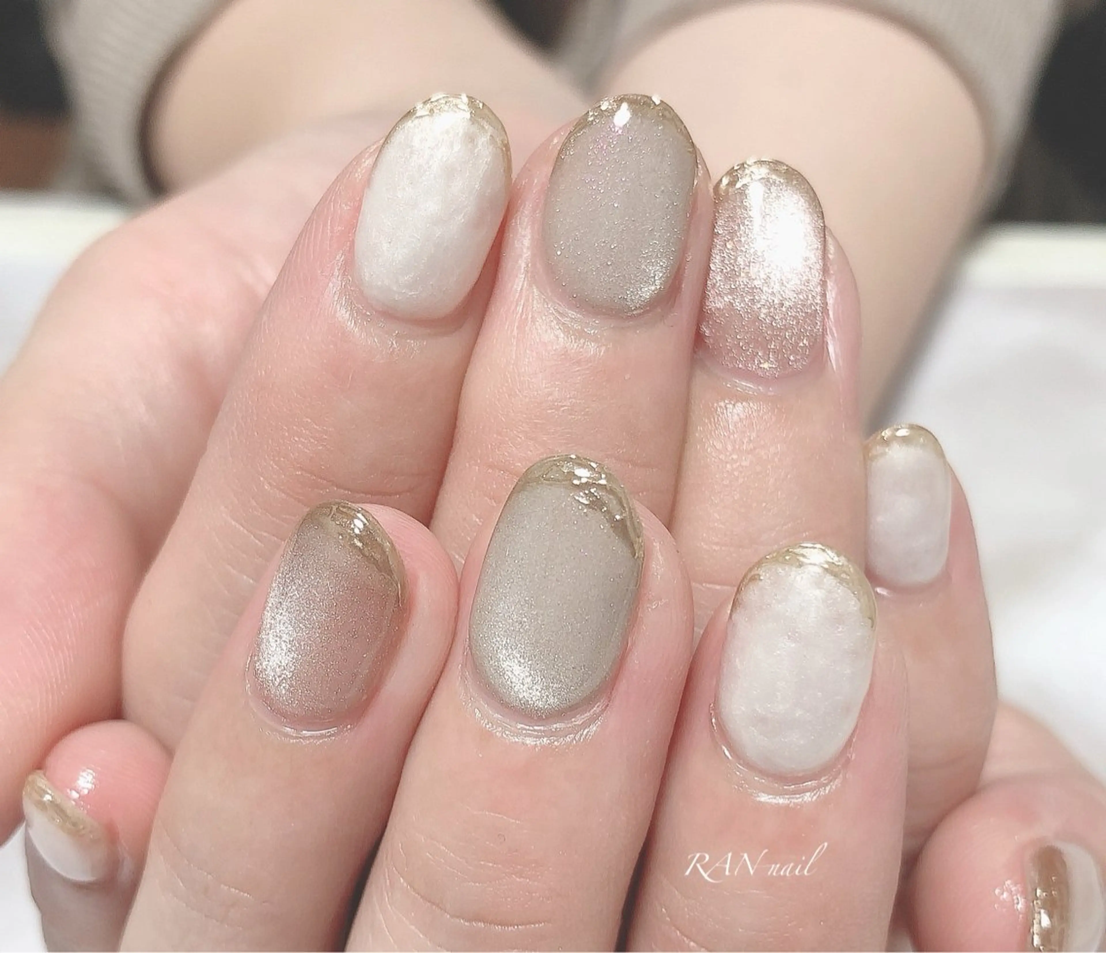 ネイル ブラウン 成人式 フレンチネイル マグネットネイル ミラーネイル RAN nail 〜ランネイル〜所属・RAN nailのネイルデザイン