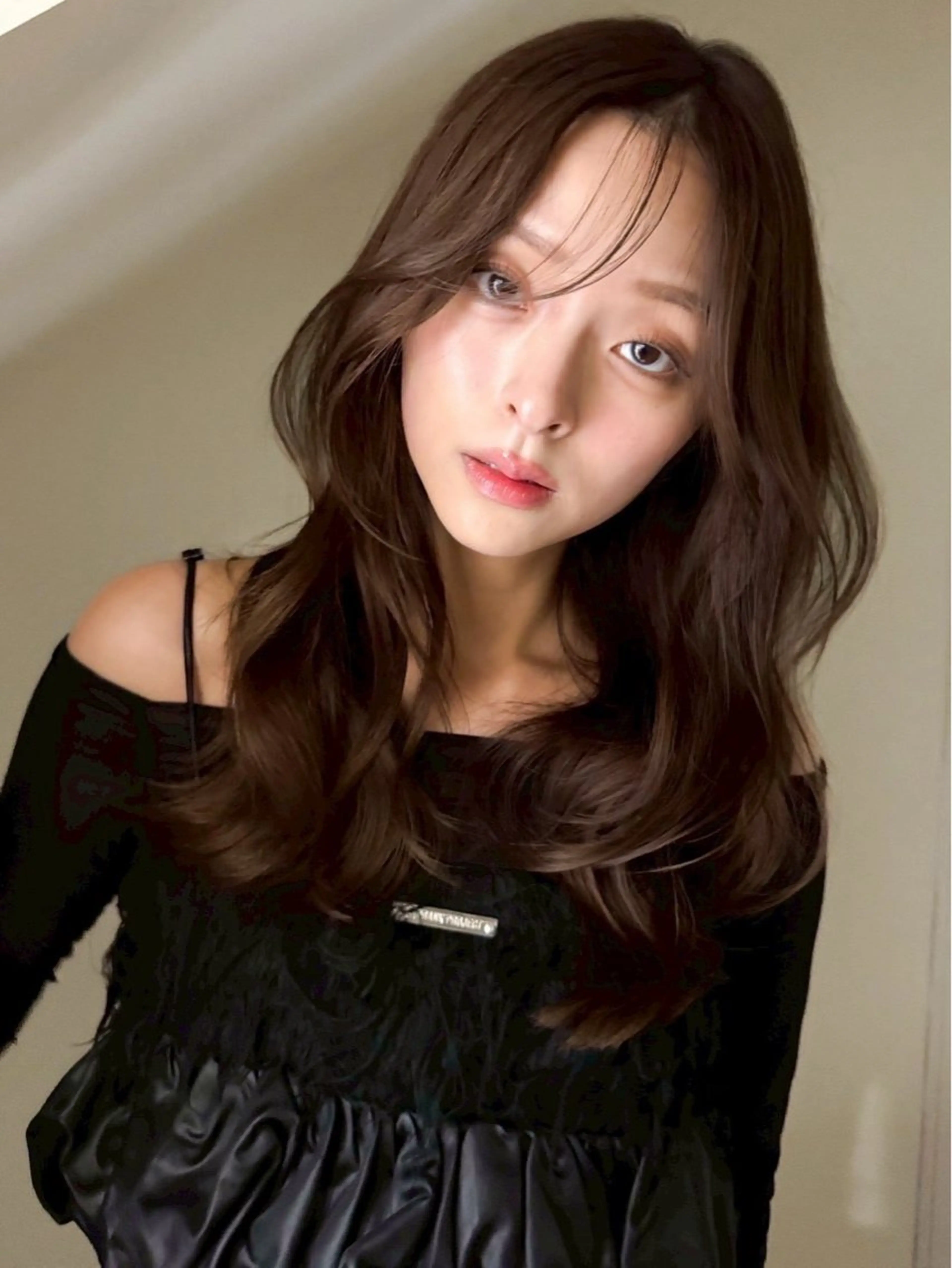 セミロング カラー ヘアカラー トリートメント 🇰🇷韓国レイヤー ハイトーン/暖色のヘアスタイル