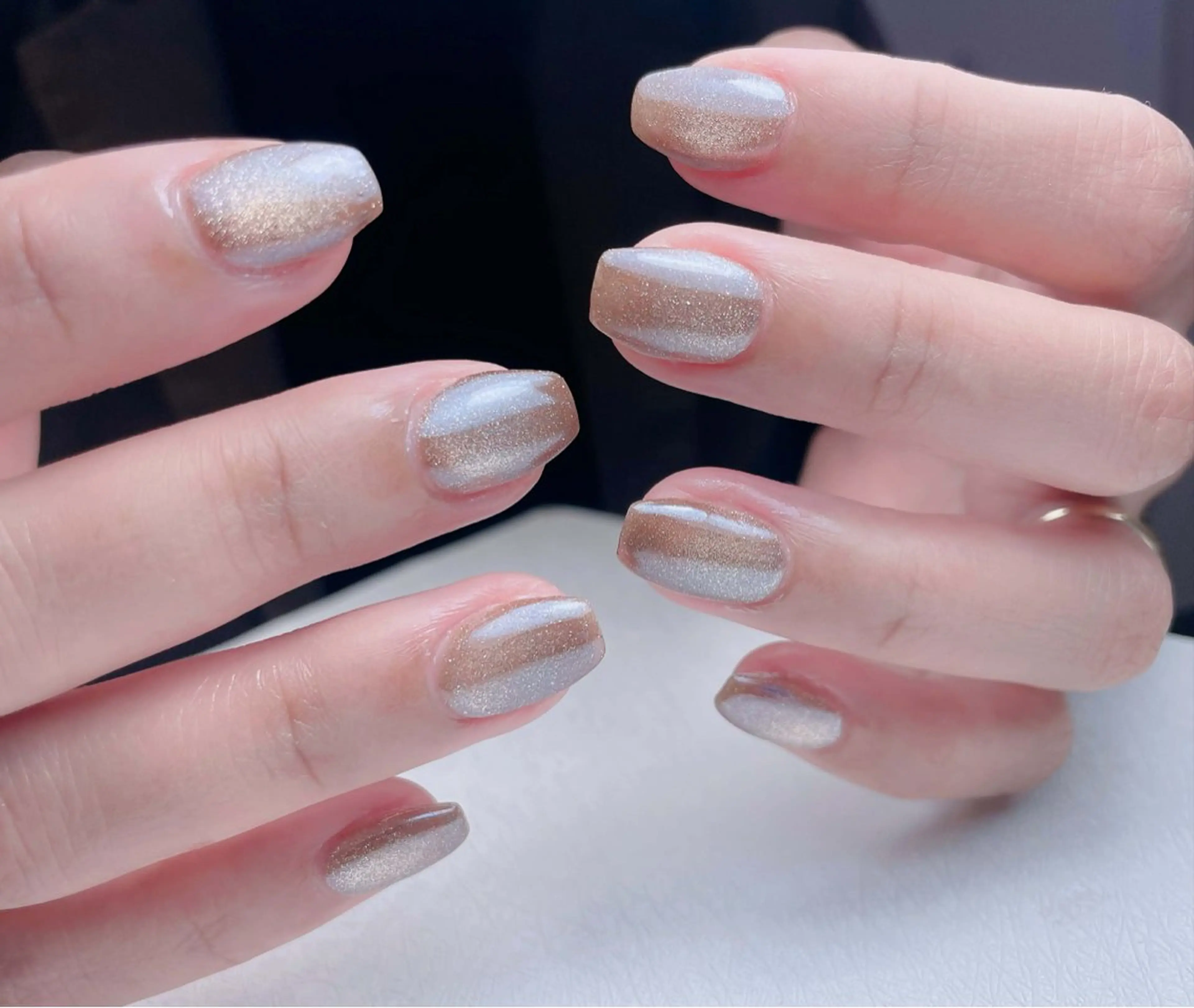 ネイル アートネイル オーロラネイル 長さ出し フレンチネイル ジェルネイル ハンドネイル 中野駅から2分 MEO NAILのネイルデザイン