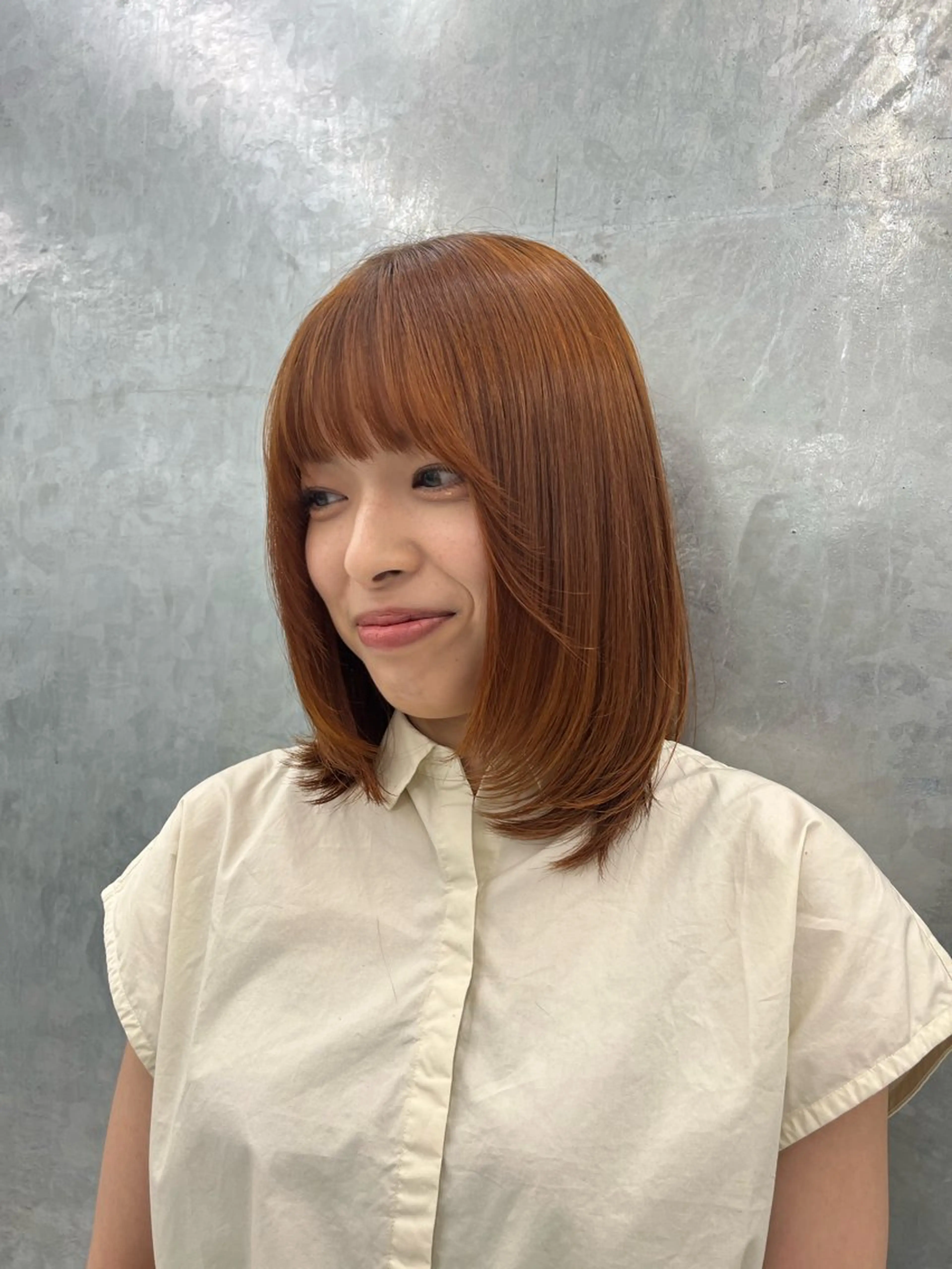 ミディアム レイヤーカット カット ヘアカラー トリートメント 神作 汐里　江古田 /透明感カラー🌿のヘアスタイル