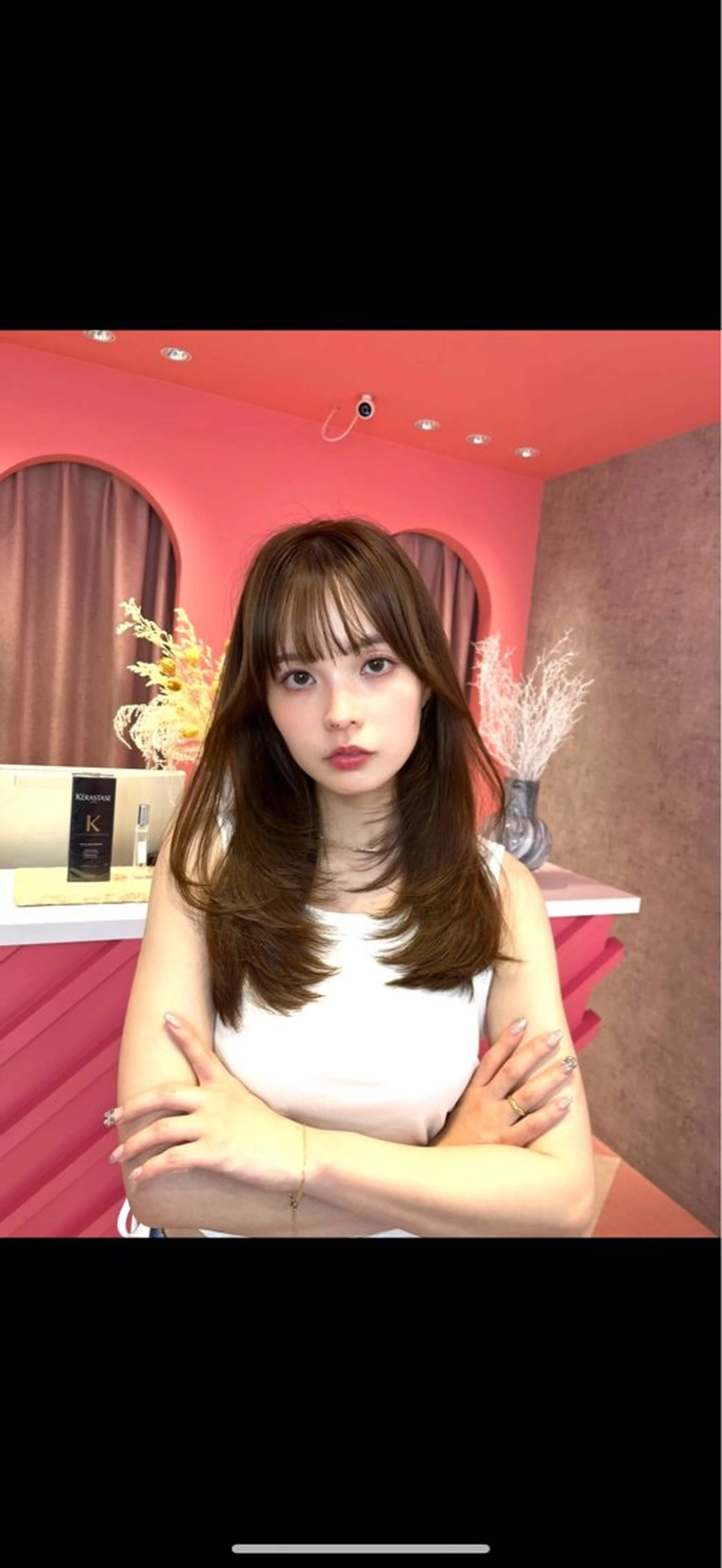 ロング カラー カット 縮毛矯正 トリートメント 山崎/ボブ縮毛矯正 レイヤー髪質改善のヘアスタイル