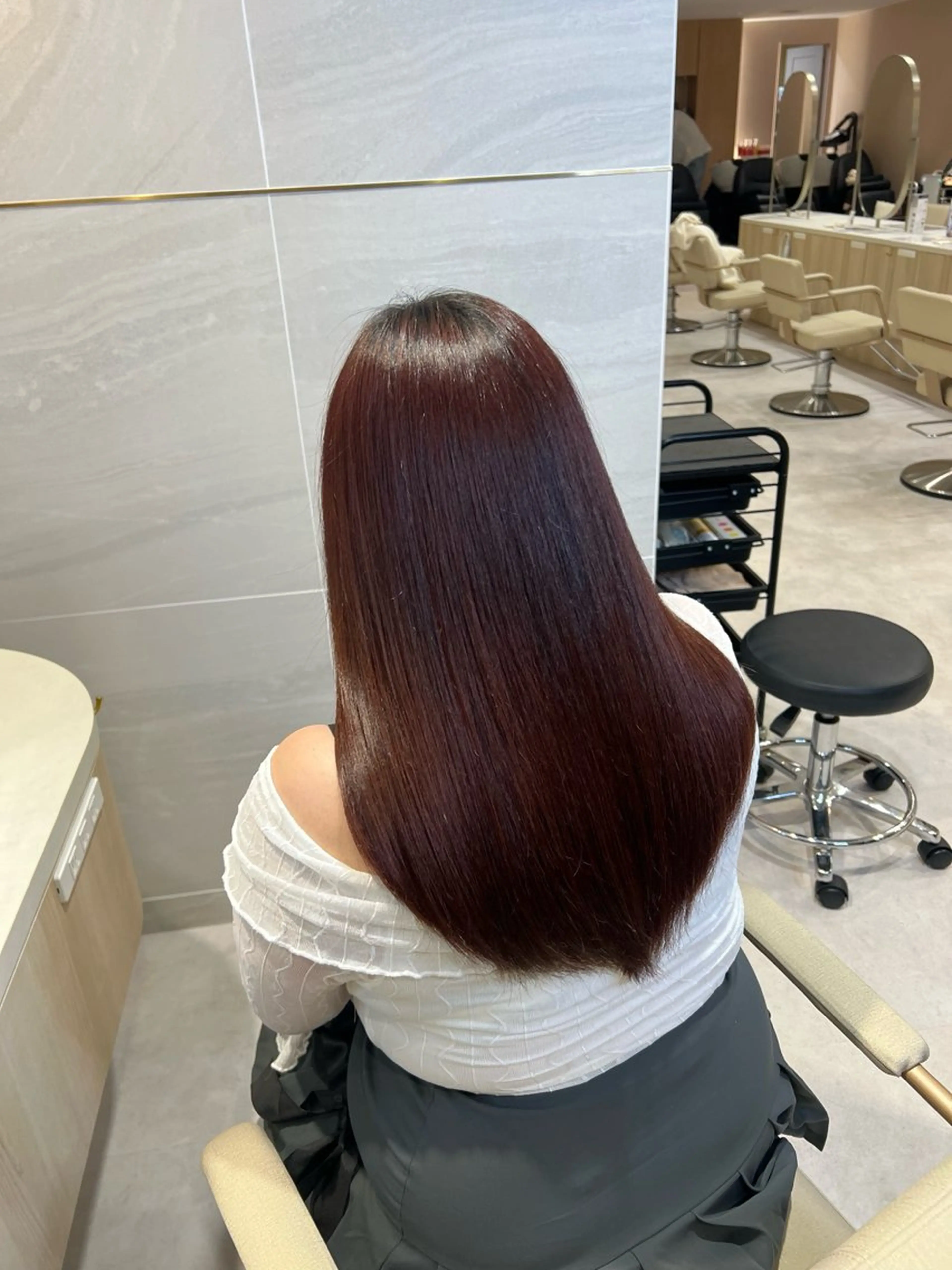 ロング カラー 縮毛矯正 カット無料｜レイヤー カット｜韓国モテへアのヘアスタイル