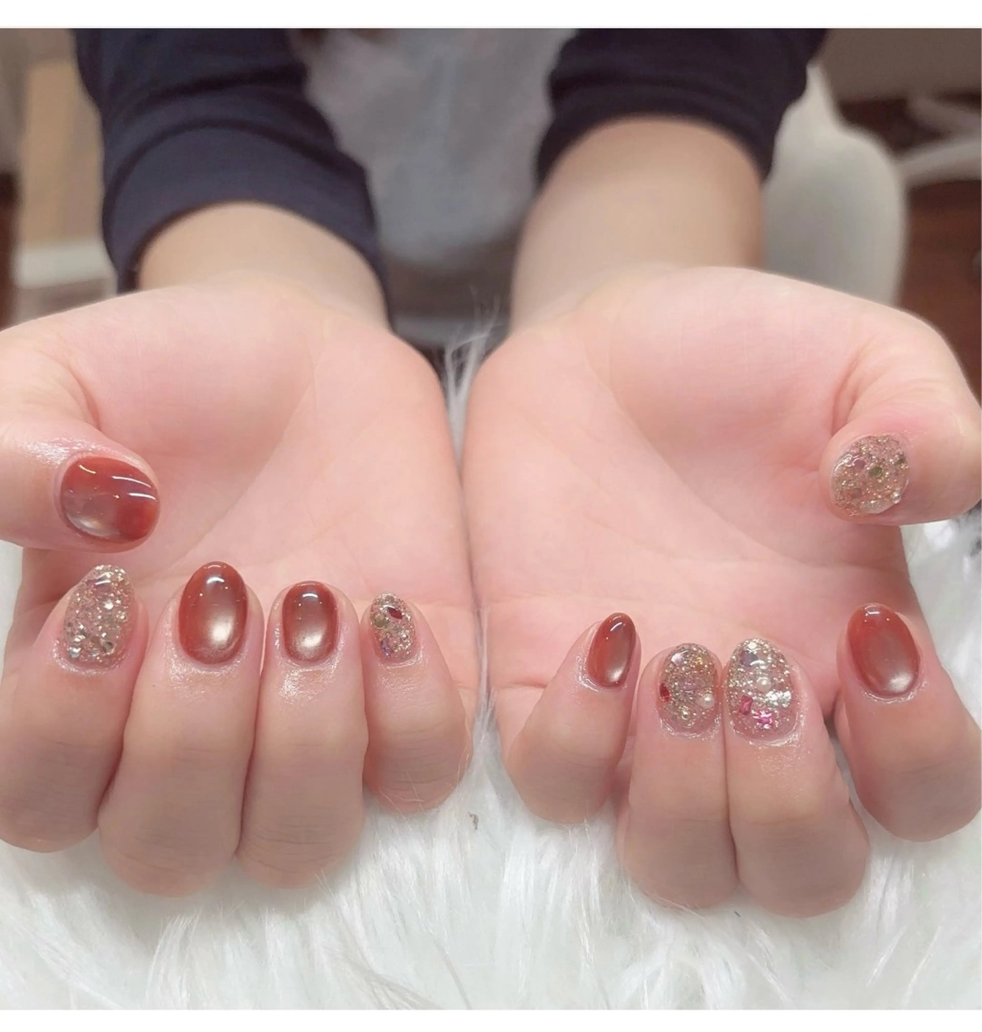 ネイル フレンチネイル グラデーション マグネットネイル ミラーネイル yurinail所属・yuri nail 高田馬場のネイルデザイン