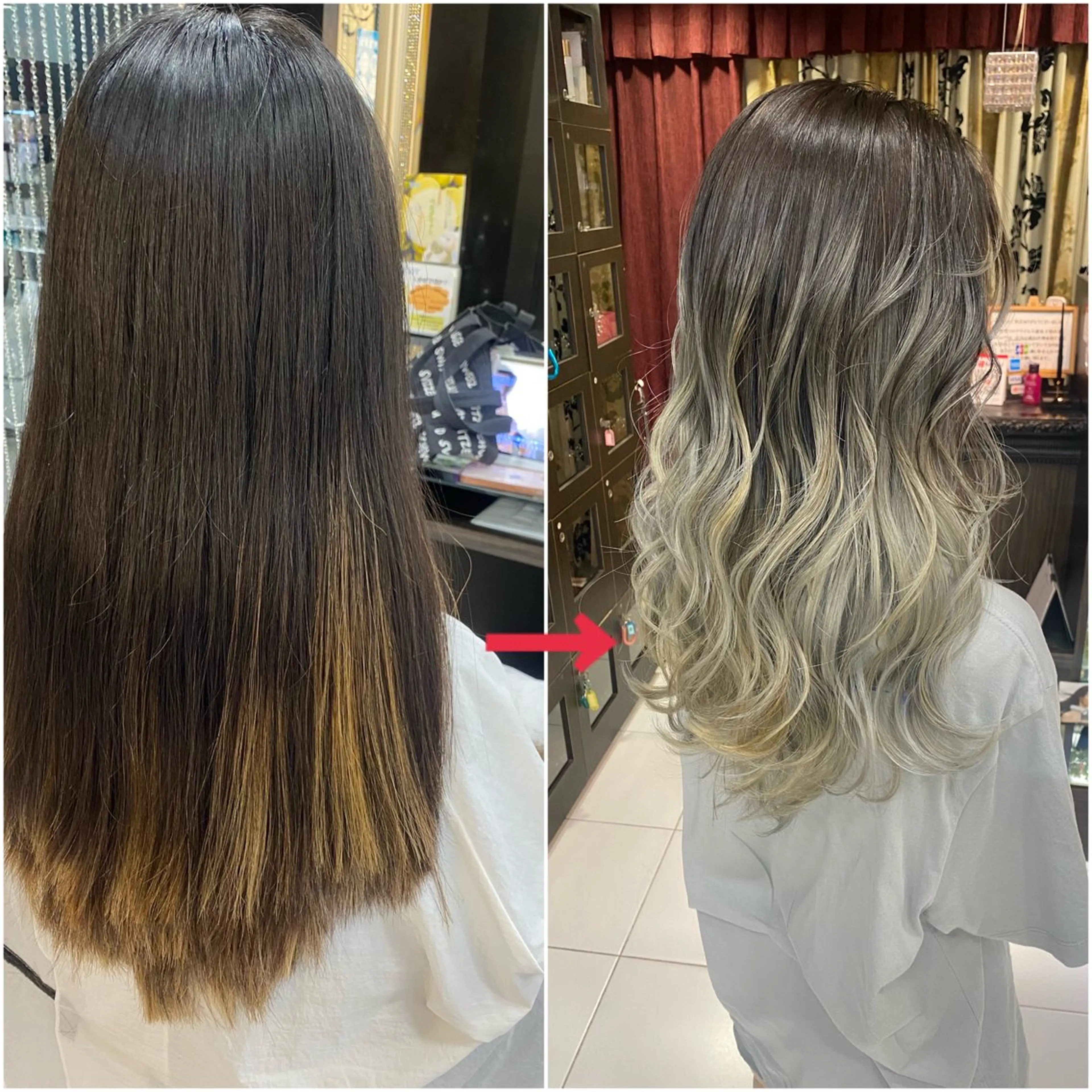 ロング カラー バレイヤージュ グラデーションカラー シルバー レイヤーカット トップスタイリスト 小澤純一のヘアスタイル
