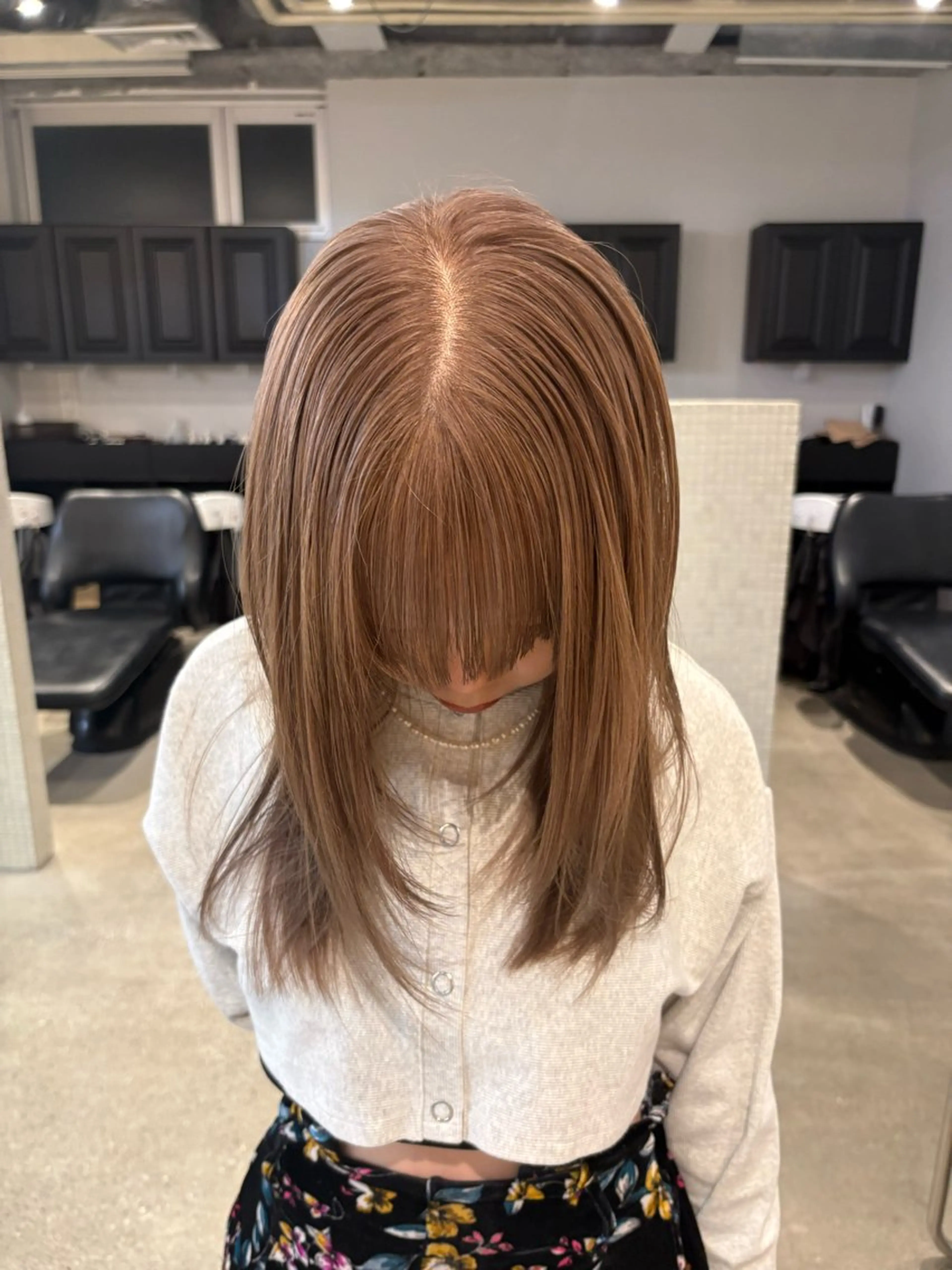 セミロング カラー ベージュカラー 縮毛矯正モデル募集/ saeのヘアスタイル