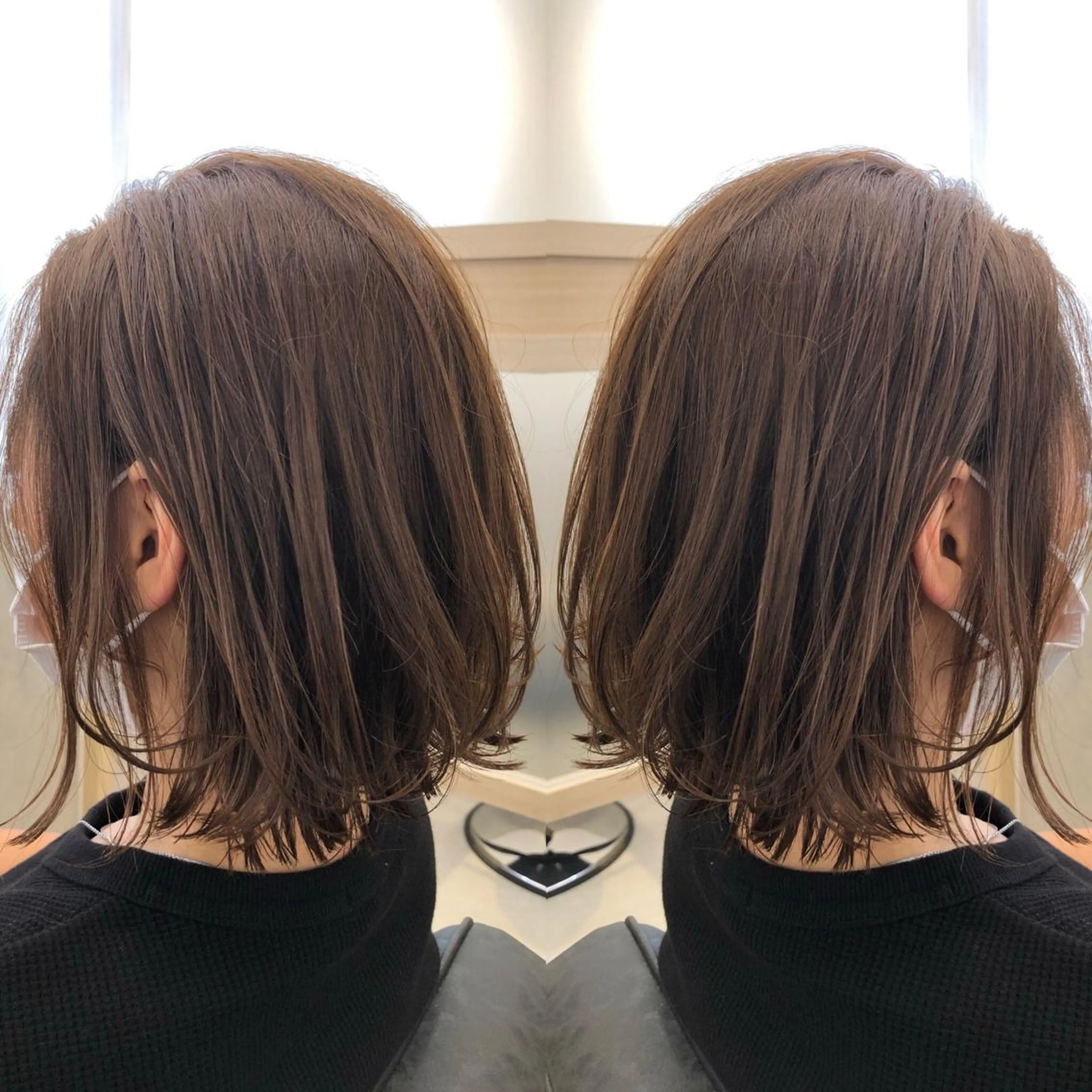 ミディアム カラー ベージュカラー ボブ カット トリートメント 天野 涼のヘアスタイル