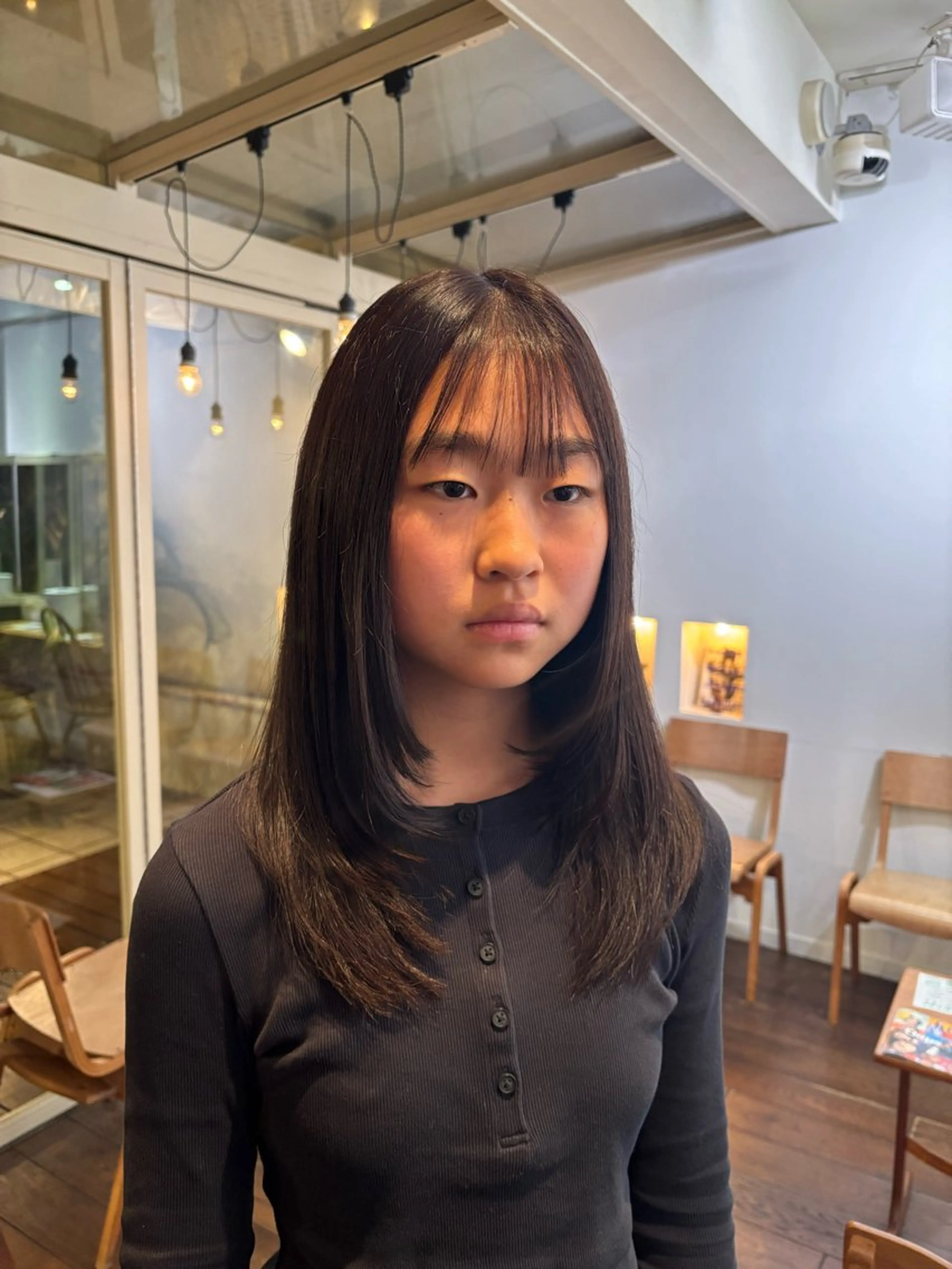 ロング カラー ヘアカラー トリートメント くいた あやなのヘアスタイル