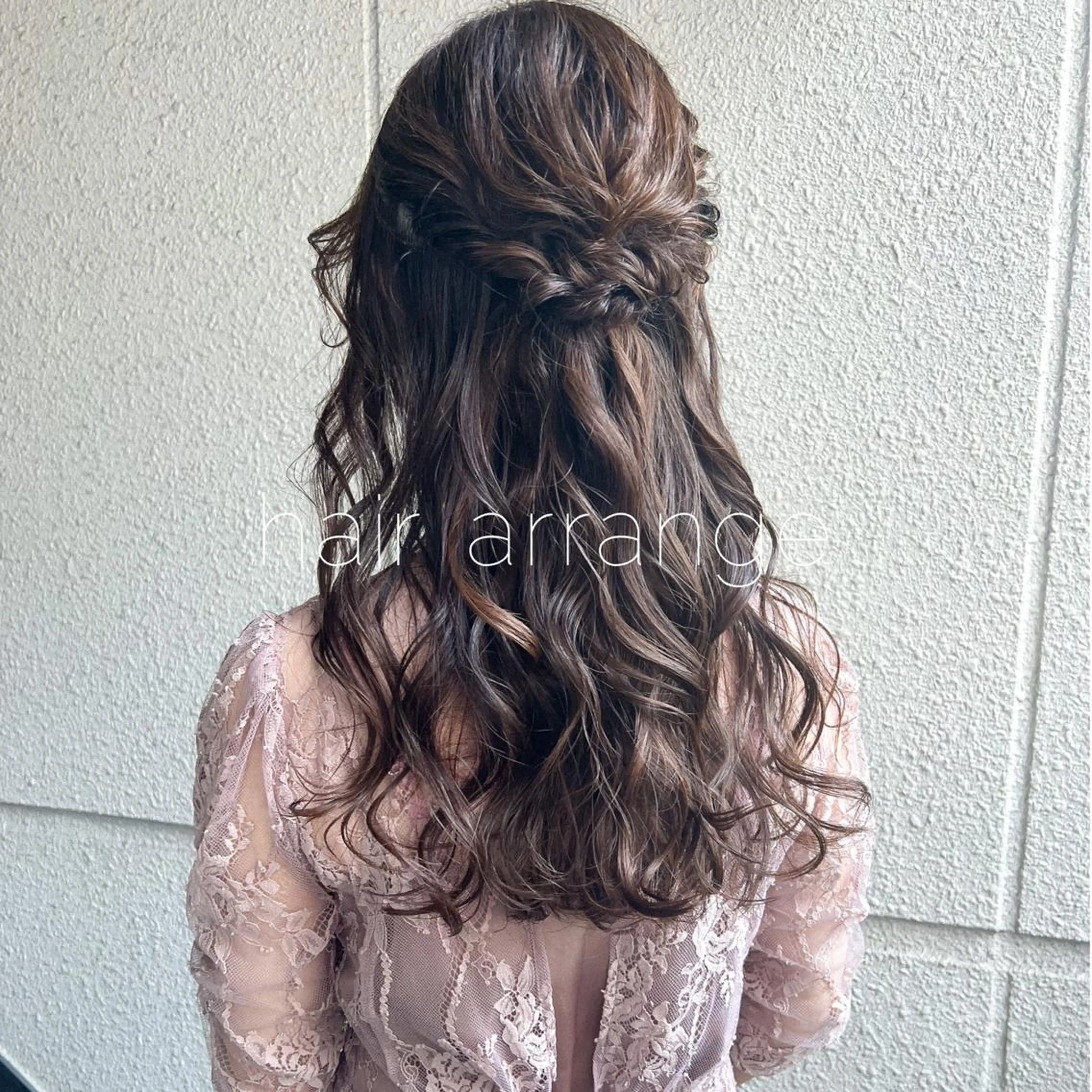 ロング ヘアアレンジ ハーフアップ ロング ヘアセット カラーパティシエ facce🌼ikoのヘアスタイル