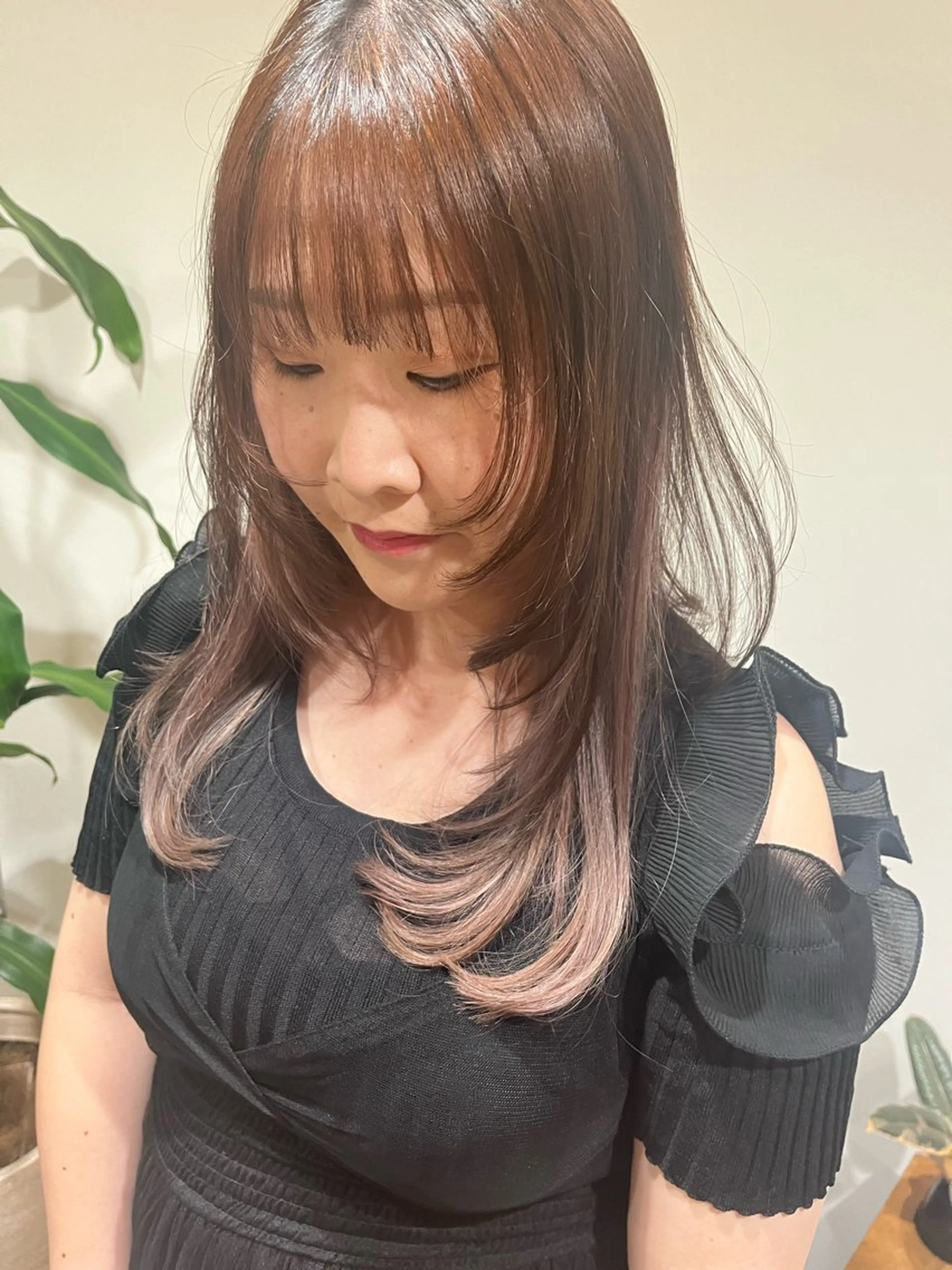 セミロング 顔まわりレイヤー レイヤーカット 梅田美容室/カット /Maoのヘアスタイル