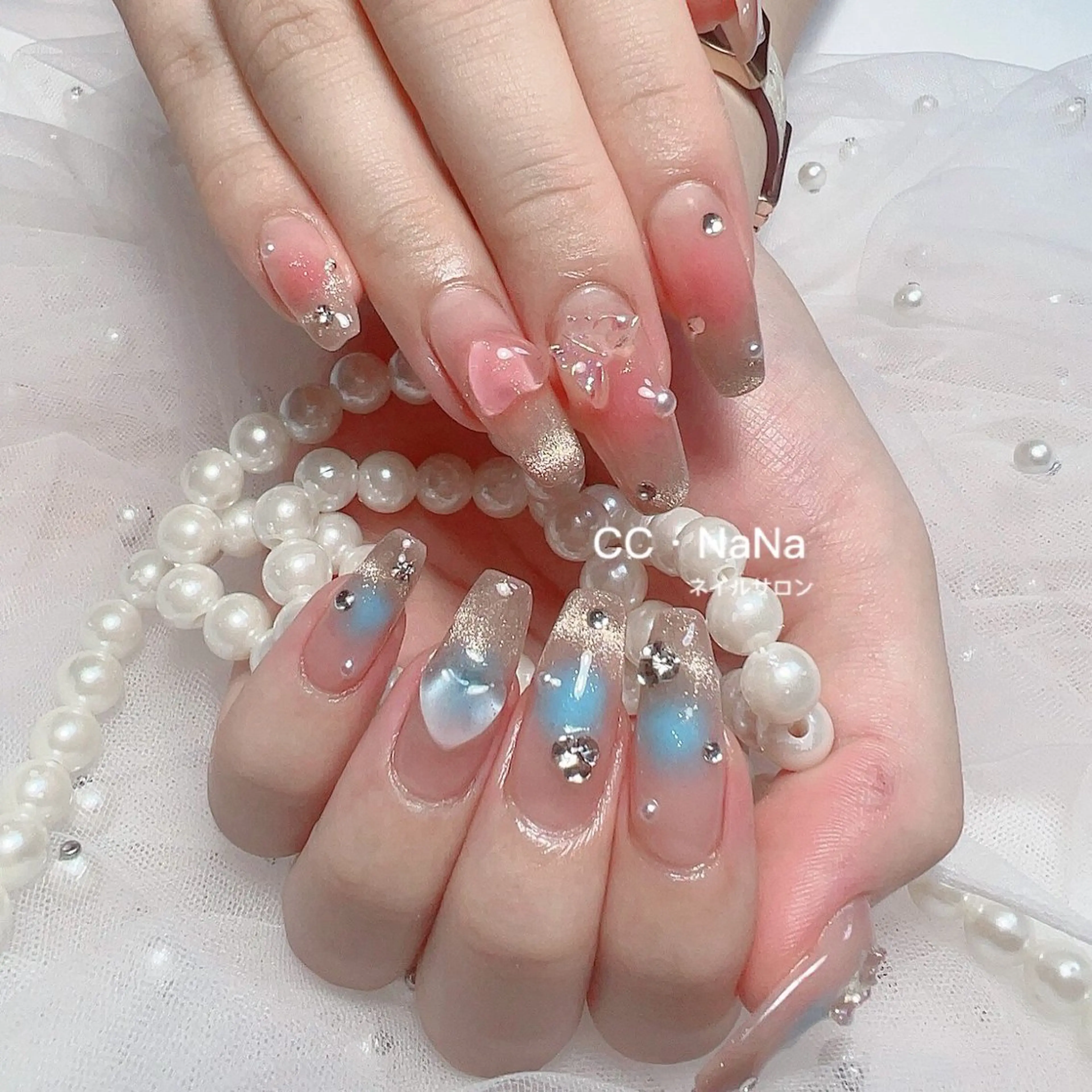 ネイル ハンドネイル 💎CC・NaNa 韓国風ネイル🌙Cのネイルデザイン