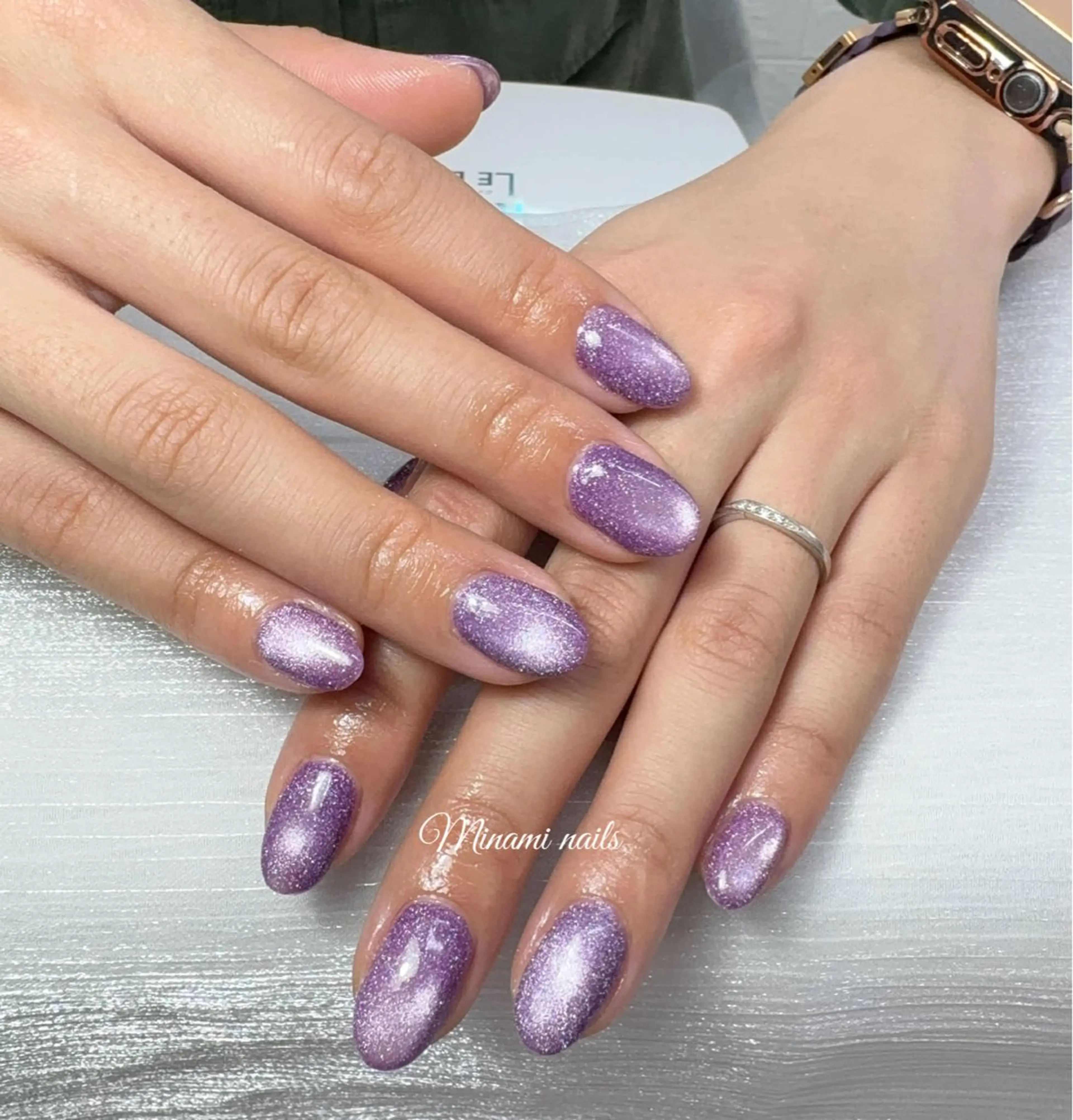 ネイル アートネイル オーロラネイル ガーリー キラキラネイル 韓国ネイル ハンドネイル Minami Nailsのネイルデザイン