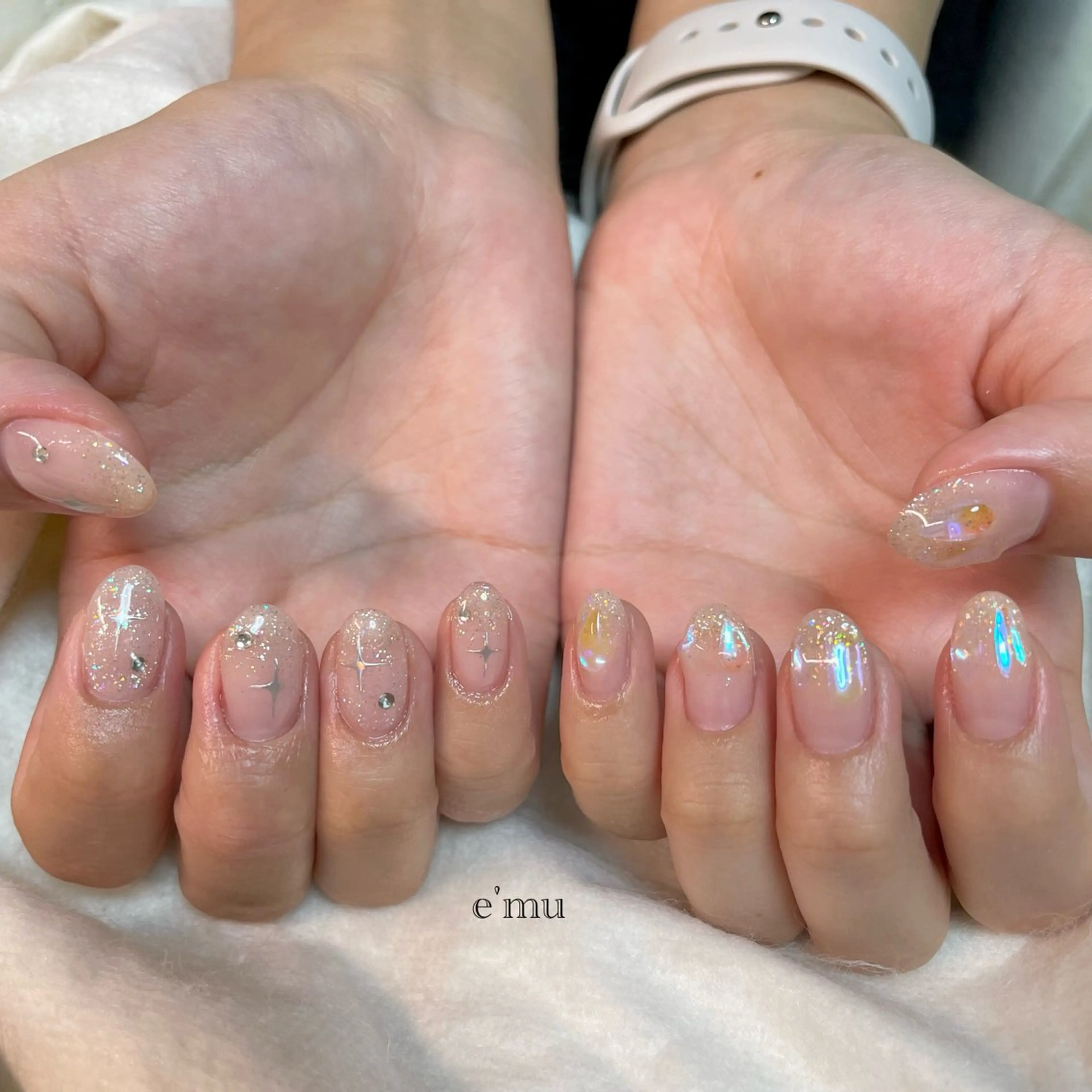 ネイル 氷ネイル・うるうるネイル 夏ネイル ハンドネイル nail salon e'mu💐のネイルデザイン