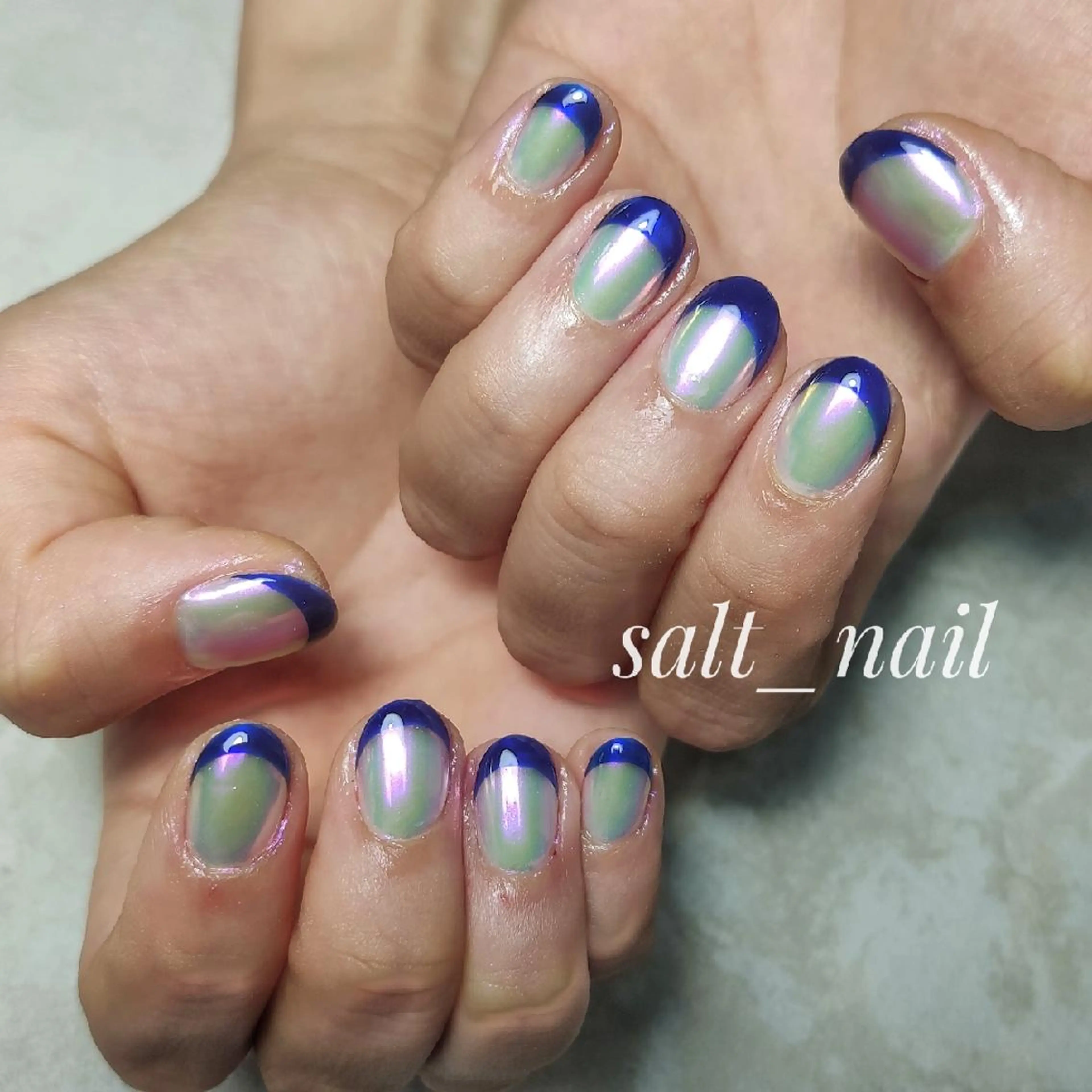 ネイル オーロラネイル フレンチネイル ハンドネイル 個人サロン saltnailのネイルデザイン