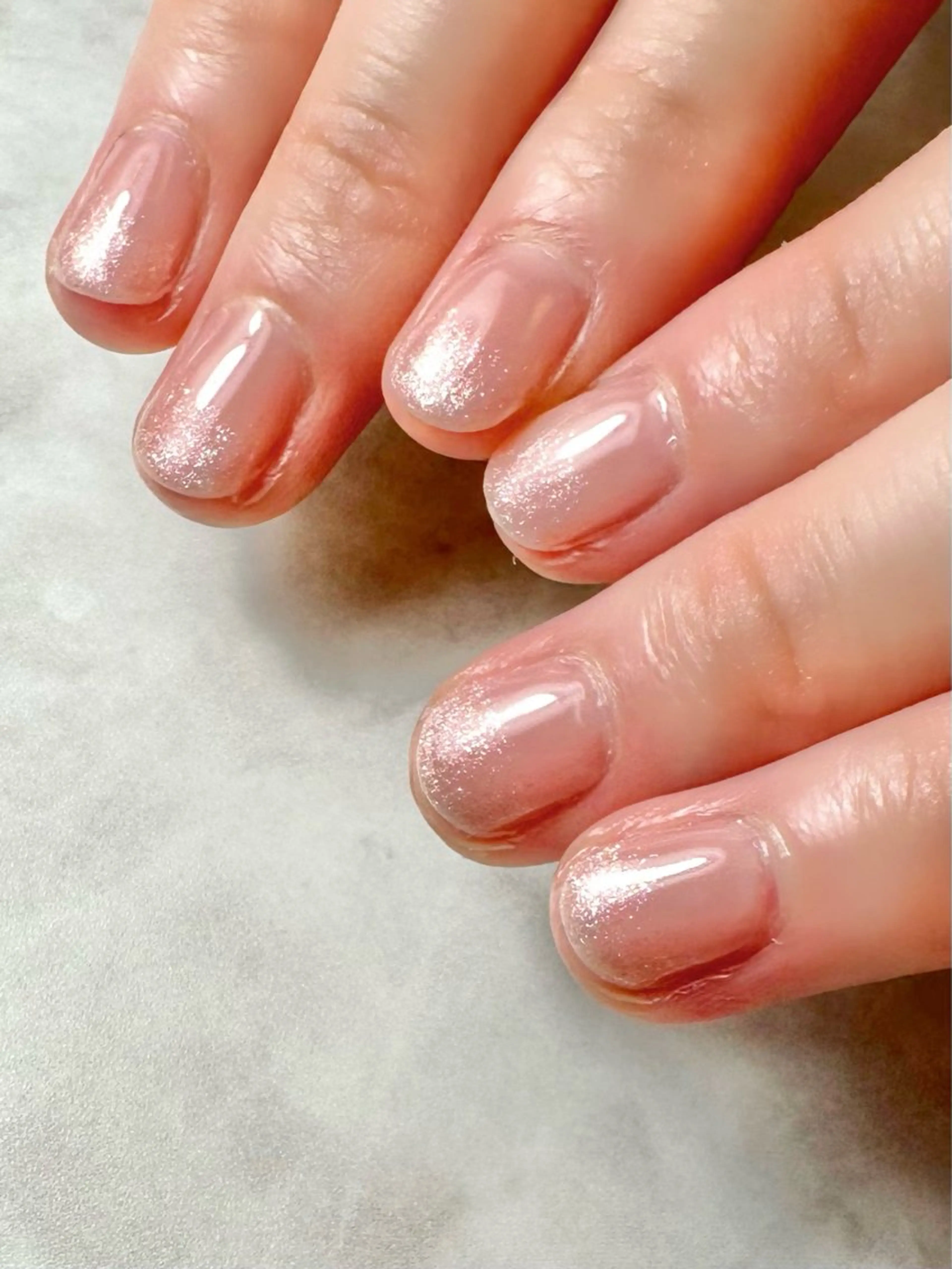 ネイル グラデーション ラメ(グリッター) ラメグラデーション ピンク ピンクベージュ ハンドネイル 岐南ネイル HATAnailのネイルデザイン