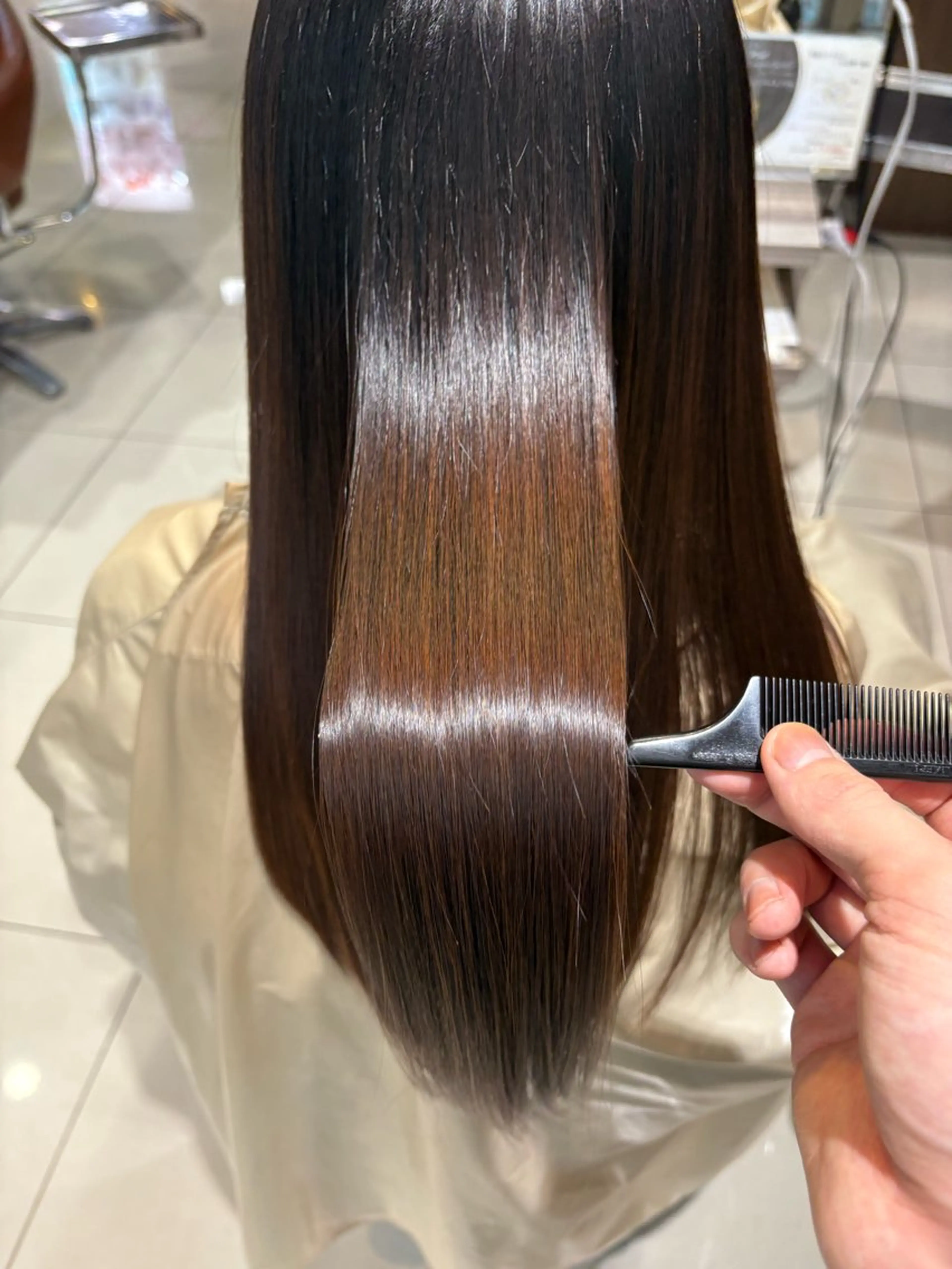 ロング 髪質改善 フェザーパーマ/ ダブルカラー/藤田のヘアスタイル