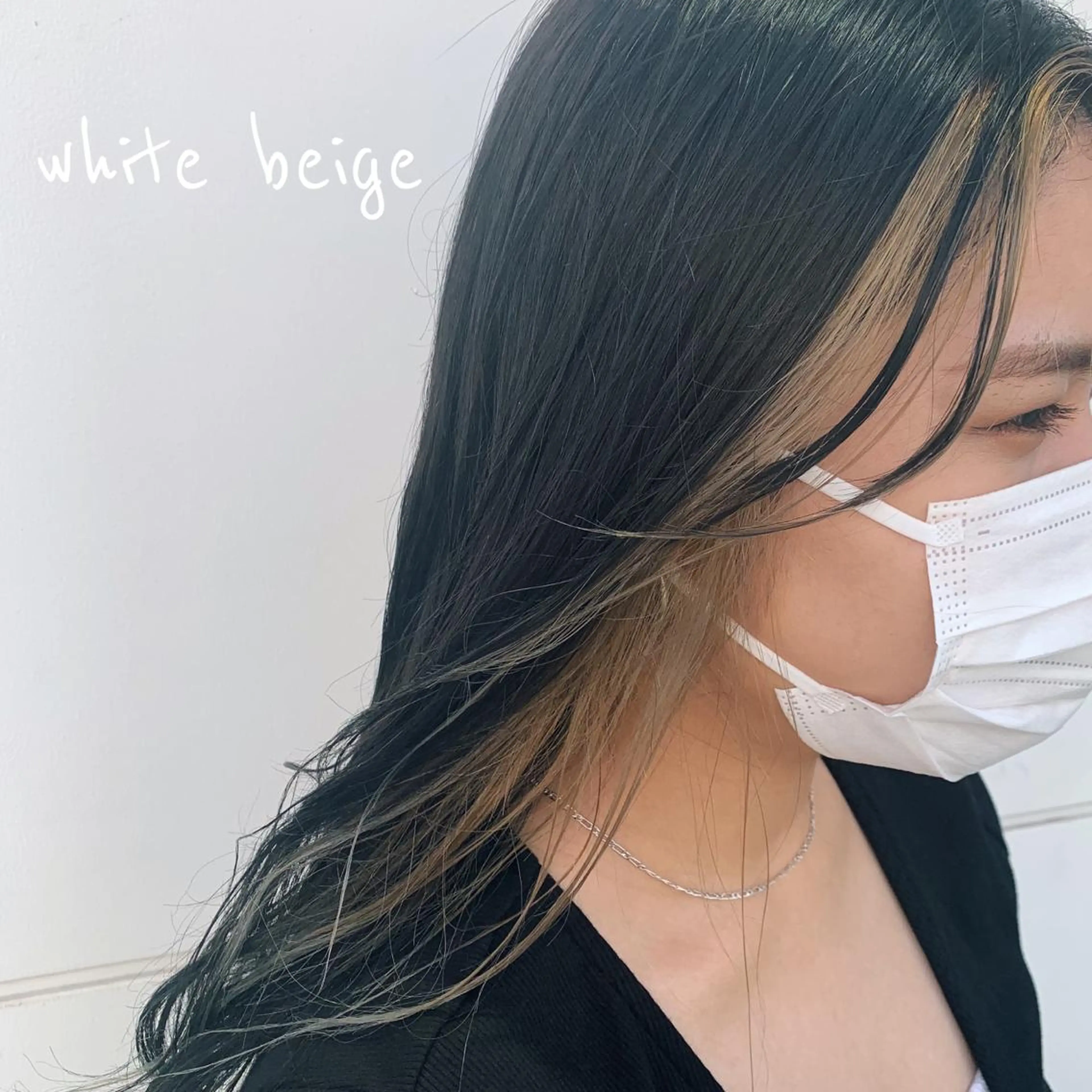 ロング カラー ミストバング ベージュカラー  フェイスフレーミング ホワイトベージュ RINA🧤 デザインとボブのヘアスタイル