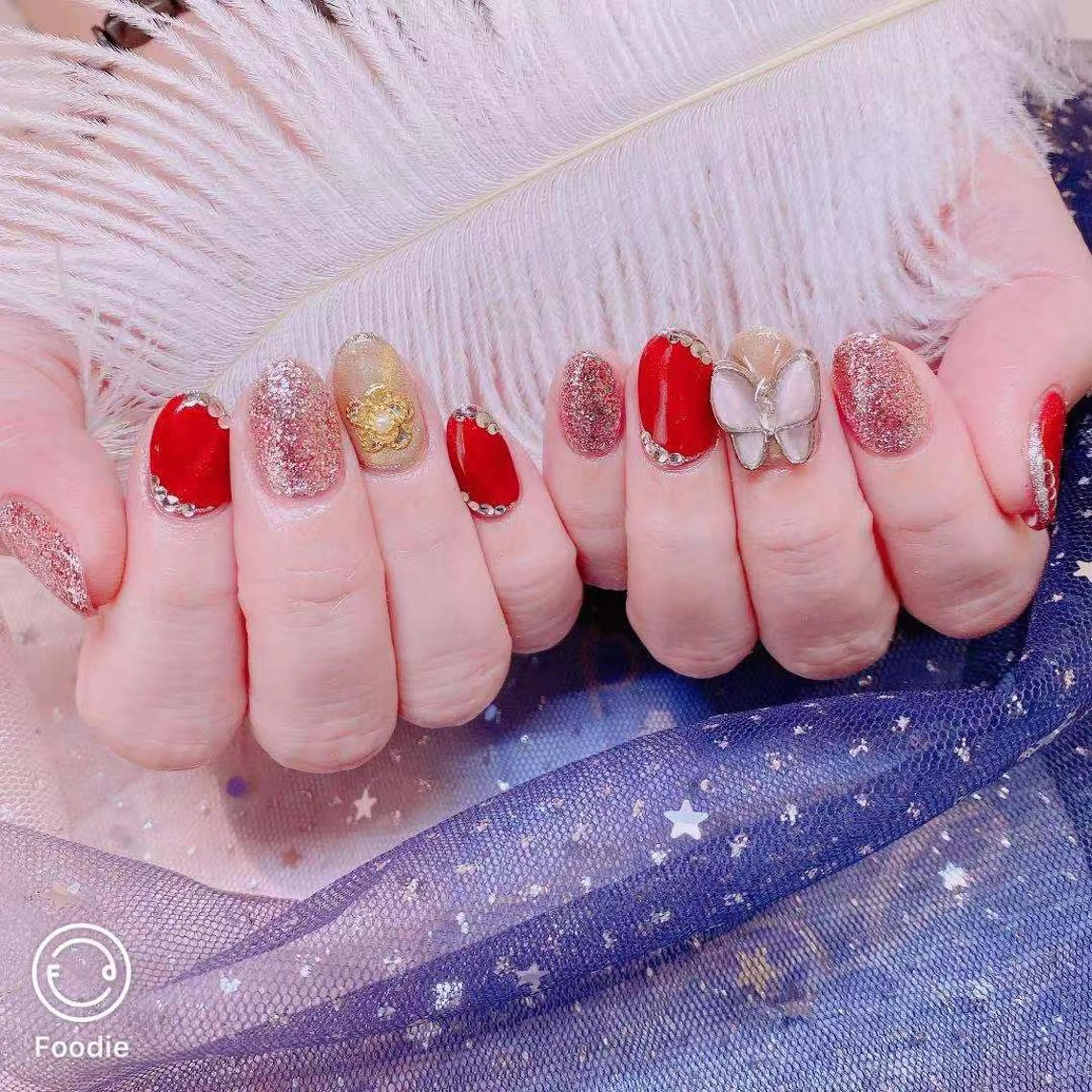 ネイル リボン 長さだし専門店 M2　rikaのネイルデザイン