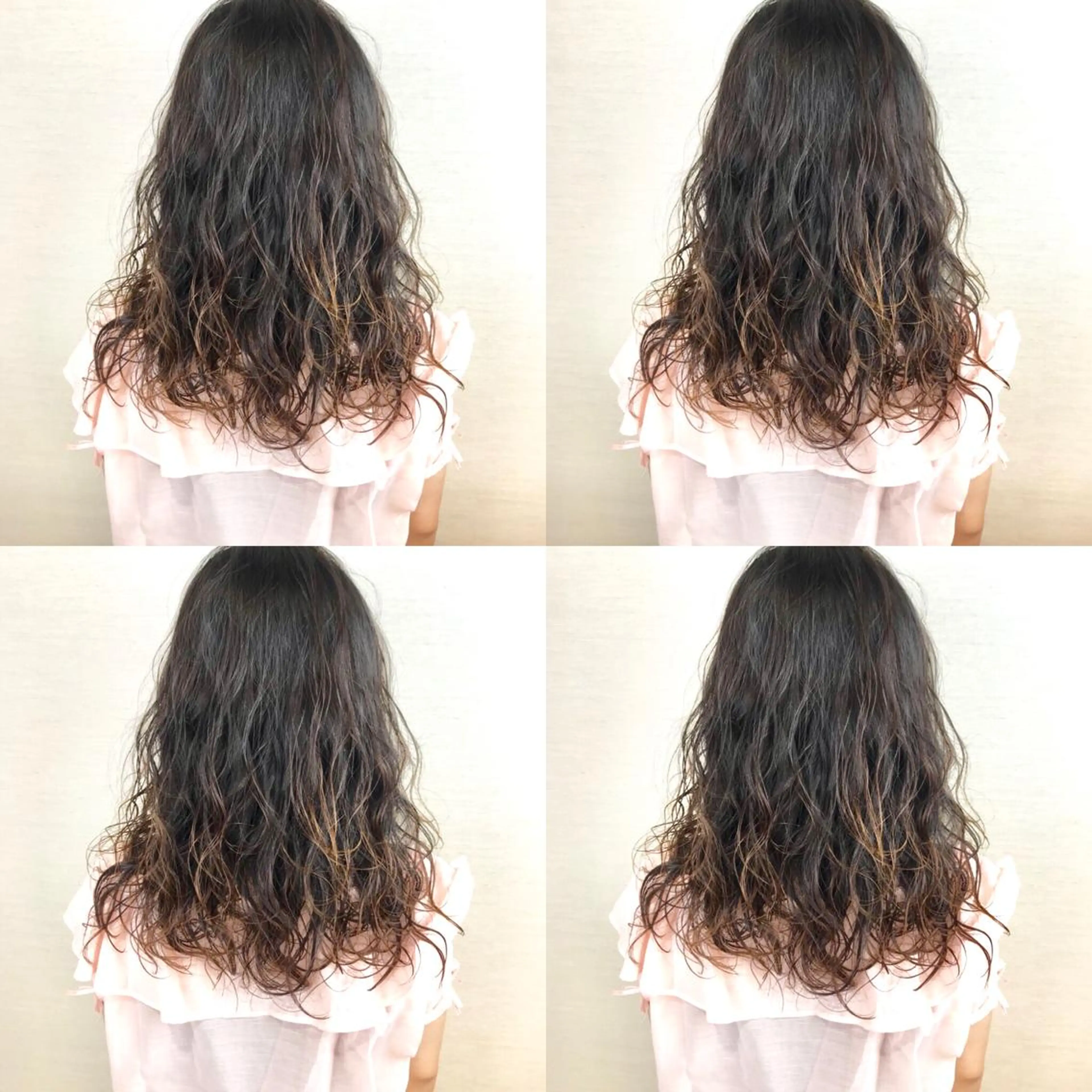 セミロング パーマ セミロングパーマ 韓国レイヤーカット/ ダブルカラーのヘアスタイル