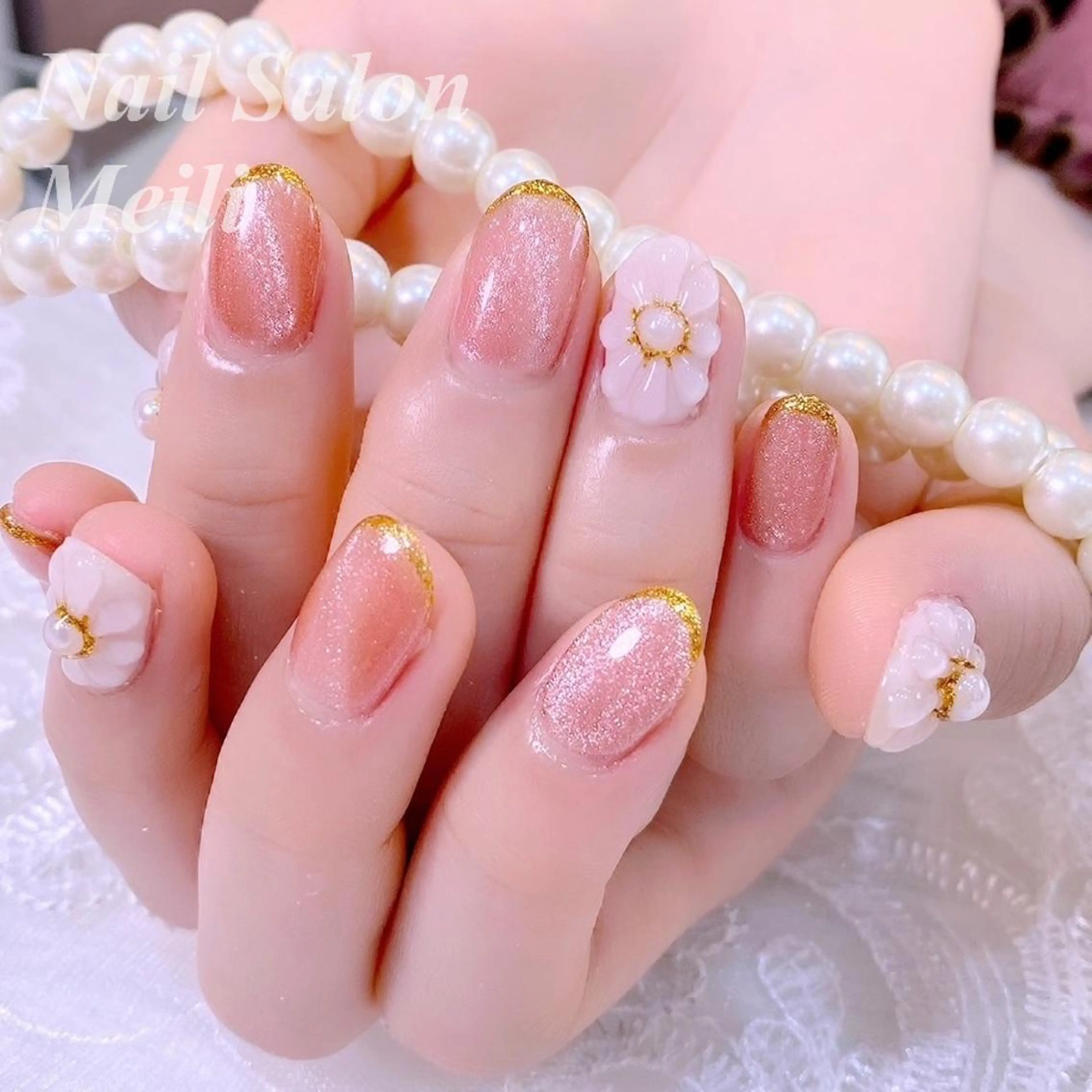 ネイル フラワーネイル ピンク ぷっくりネイル 春ネイル NAILSALON MEILIのネイルデザイン