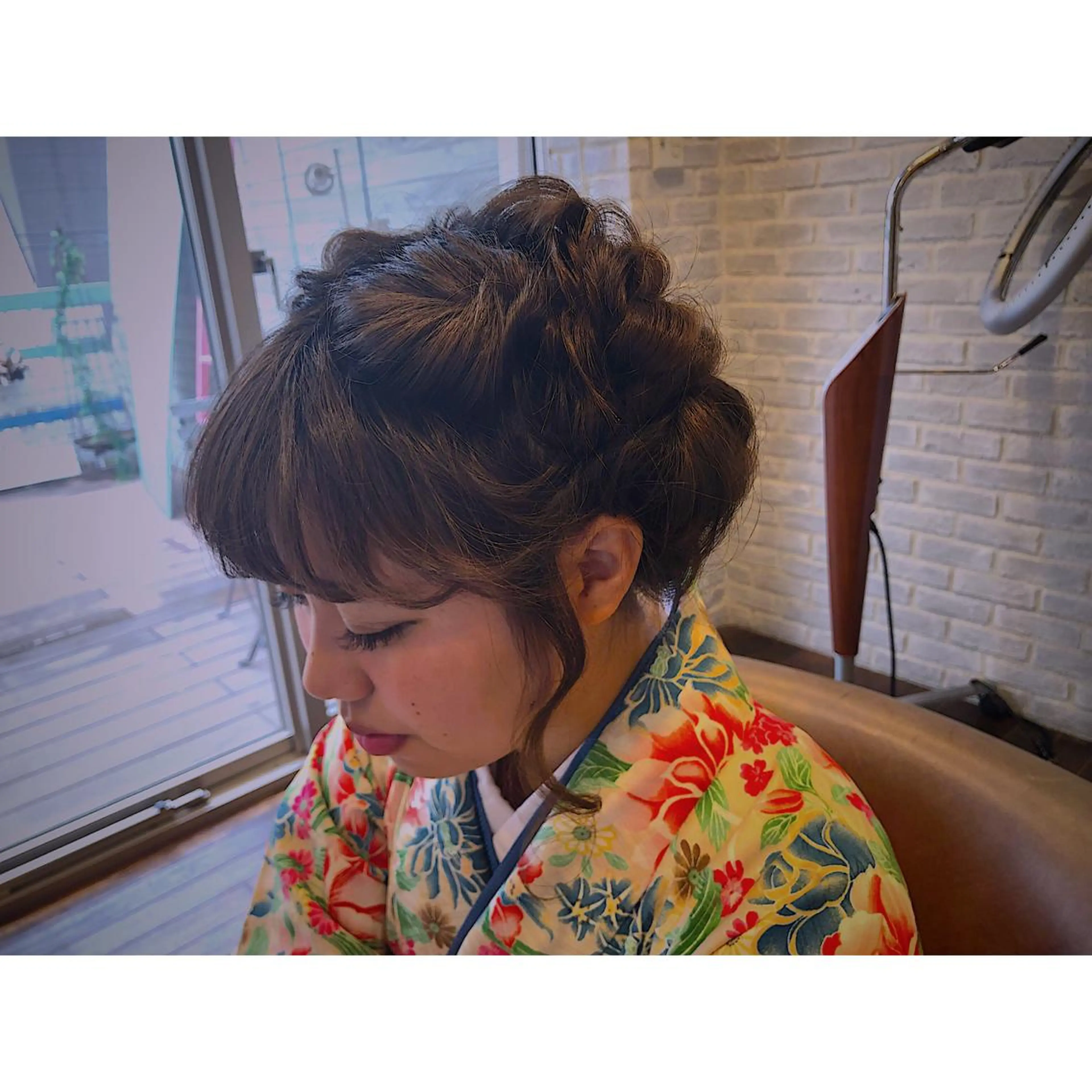 セミロング カラー パーマ ヘアアレンジ 藤井 菜緒のヘアスタイル