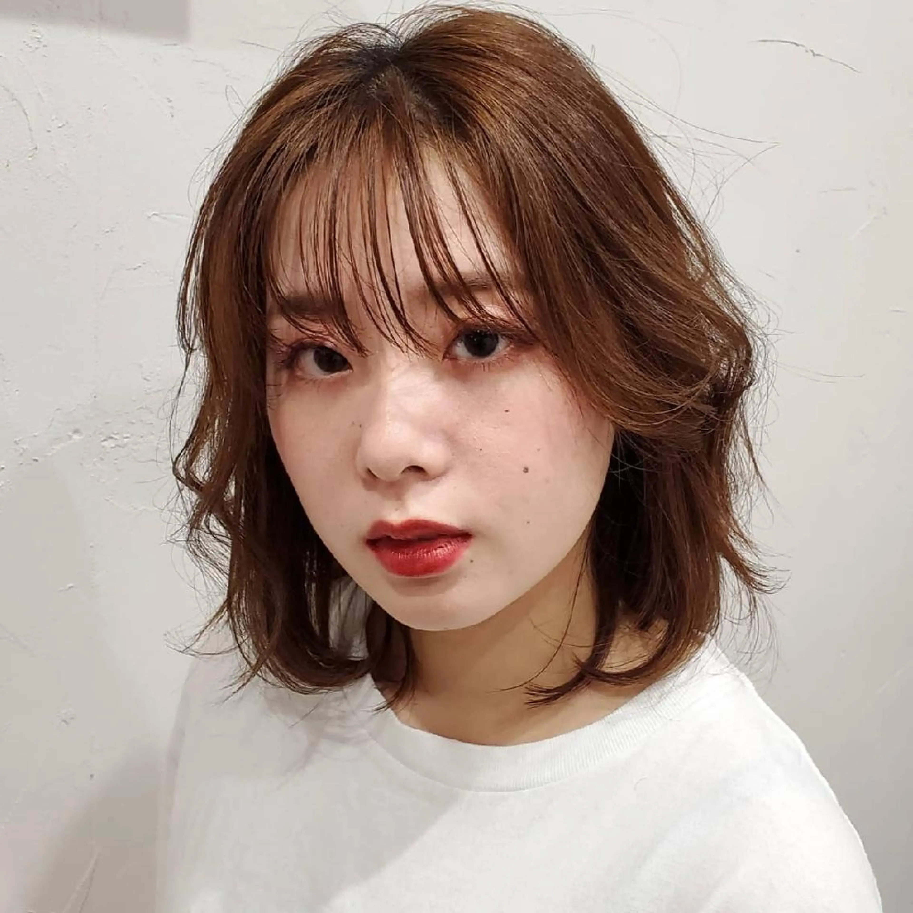 ミディアム カラー 切りっぱなしボブ ショートボブ ミディアムパーマ バレイヤージュ ベージュカラー カット フリーランス所属・韓国ヘア レイヤー くびれヘアMATSUのヘアスタイル