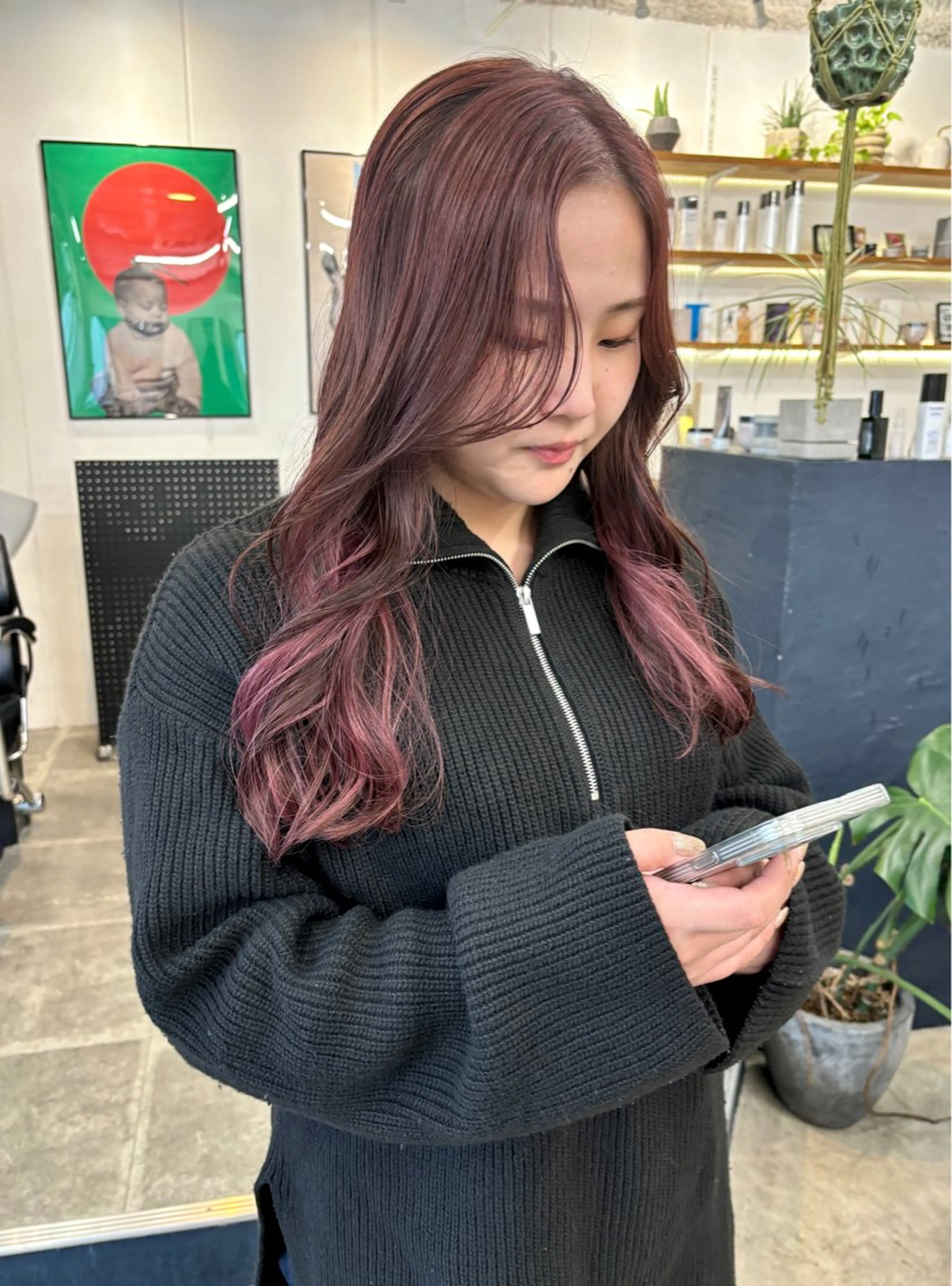 ロング カラー ブリーチ ブラウンカラー カシス 透明感カラー ラベンダーカラー 暖色カラー/天神/ ヘイマサクラのヘアスタイル