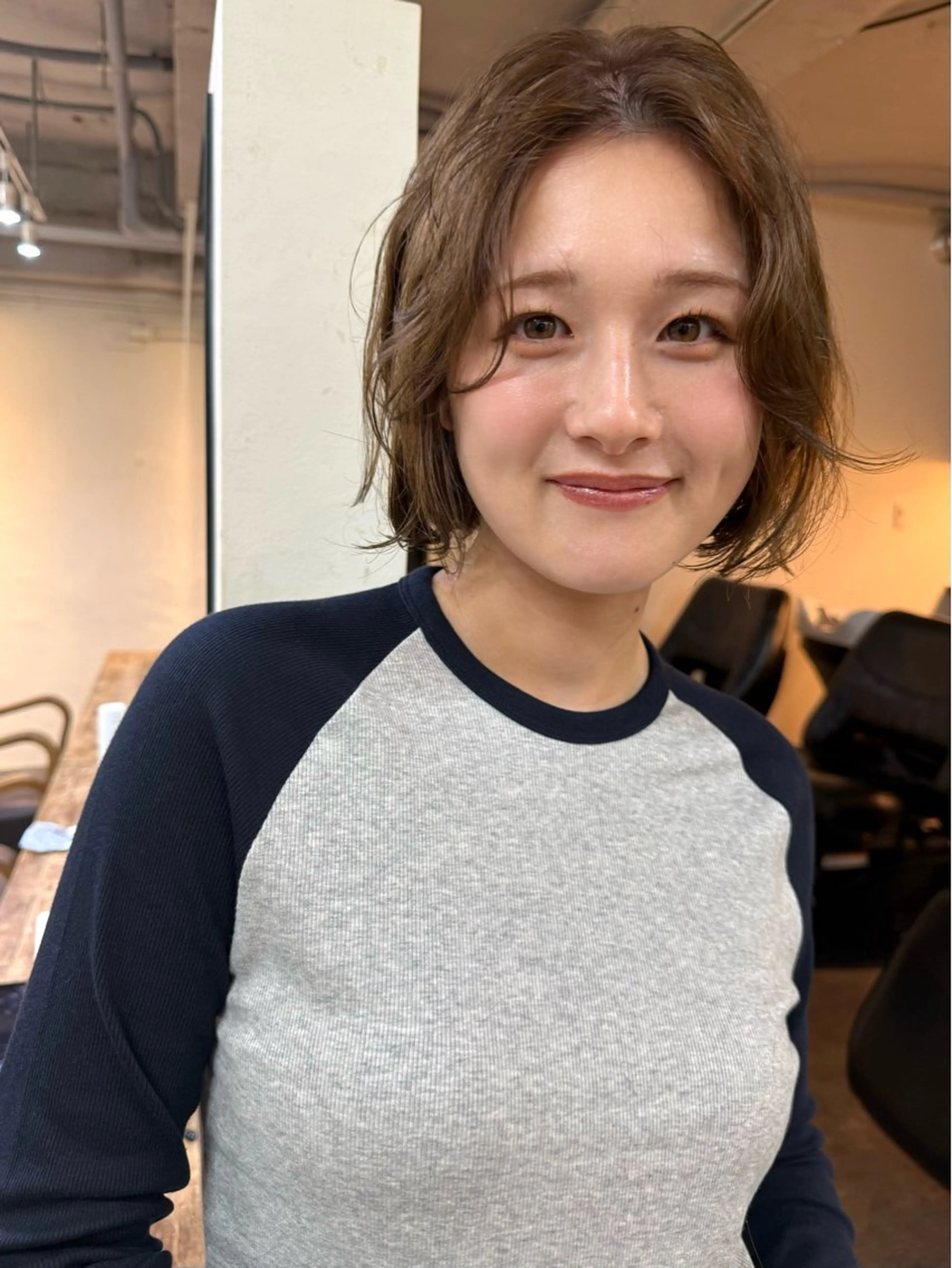 ショート パーマ ボブ ニュアンスパーマ カット パーマ トリートメント 森貴裕/ベージュ/ パーマ/オリーブのヘアスタイル