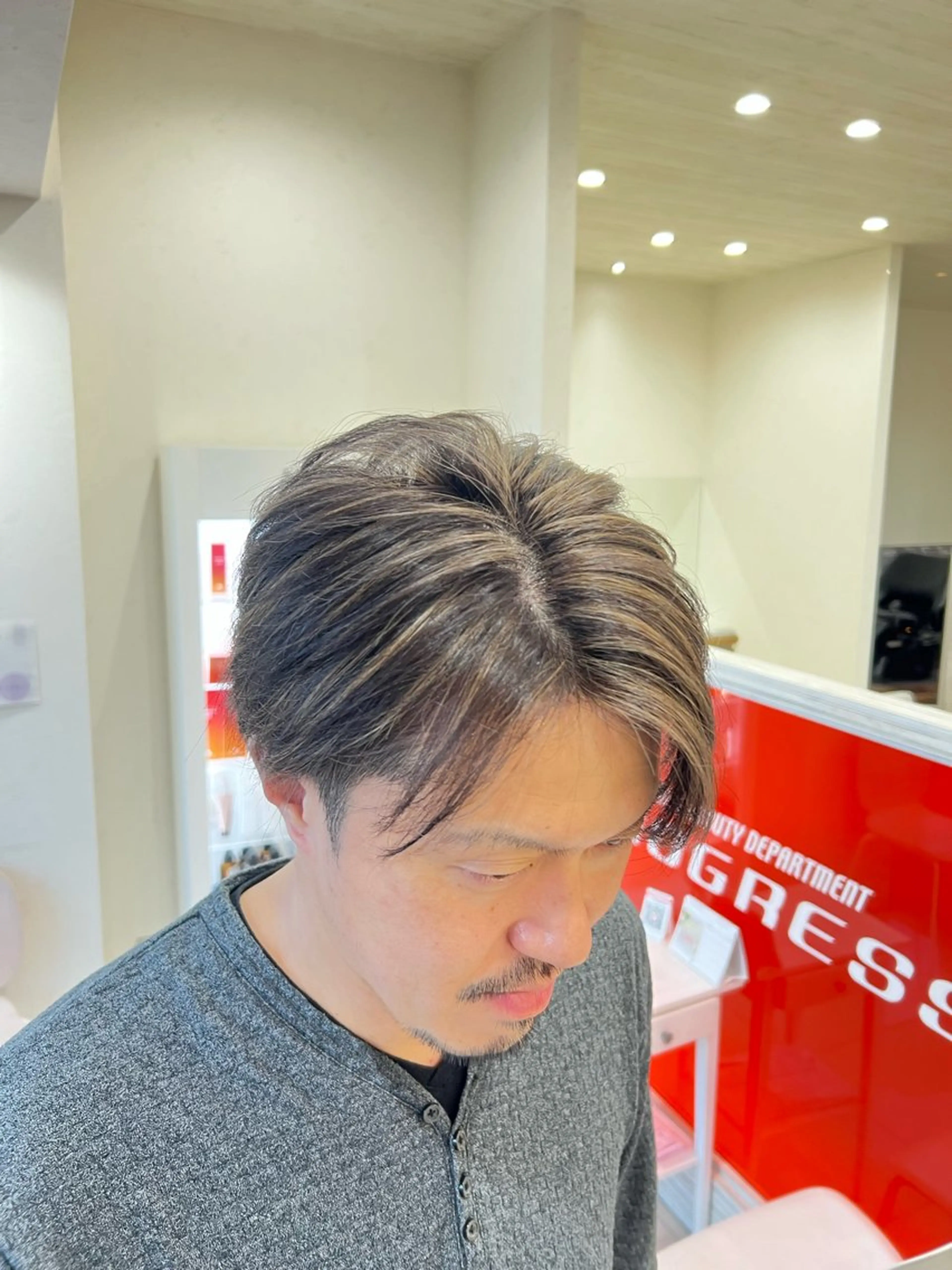 カラー メンズ ヘアカラー 太白区/白髪ぼかし ハイライト/千葉達人のヘアスタイル