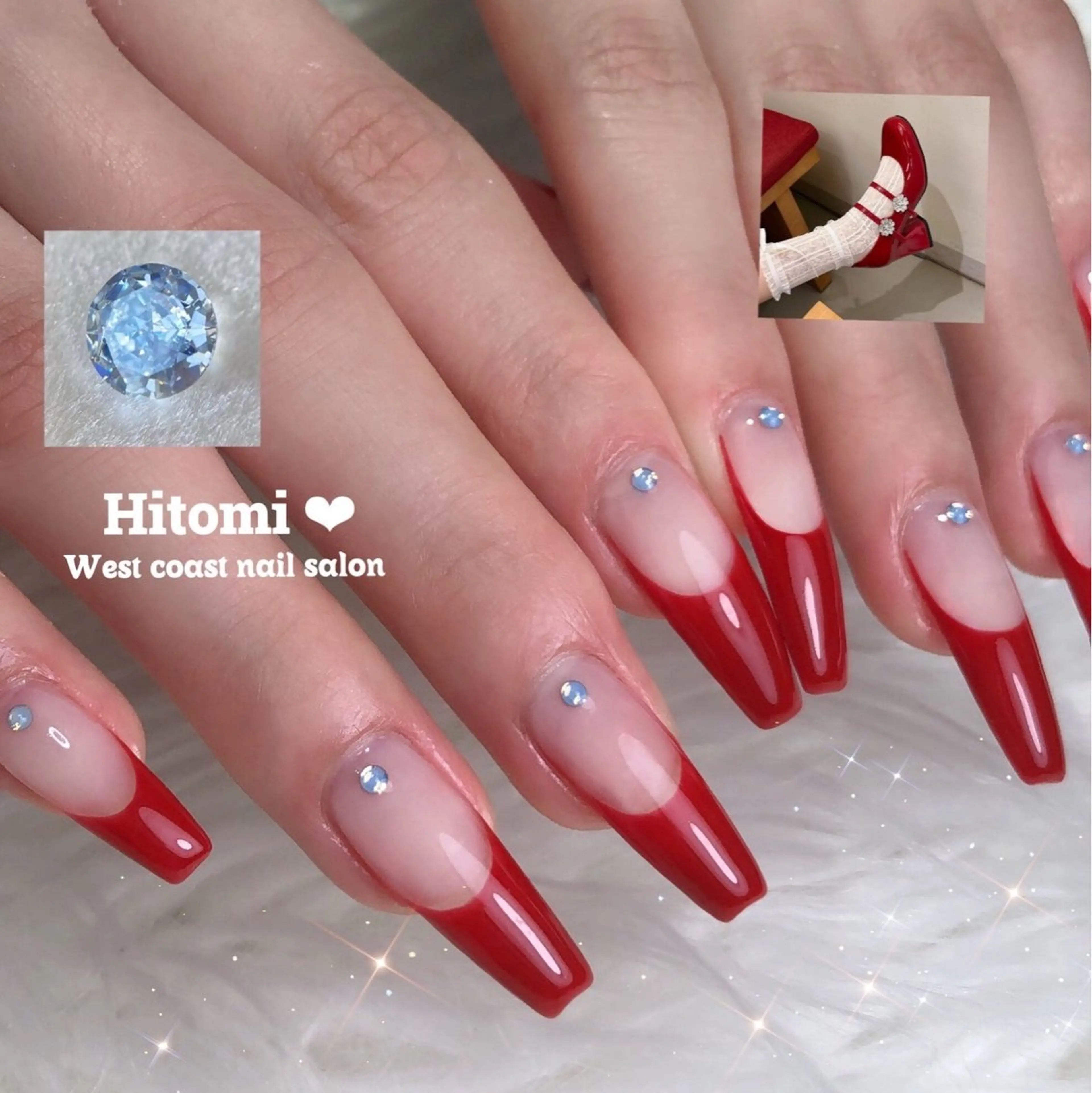 ネイル ブルー フレンチネイル キラキラネイル 韓国ネイル ラメ(グリッター) ハンドネイル Hi_nails \ パラジェル取扱店のその他イメージ