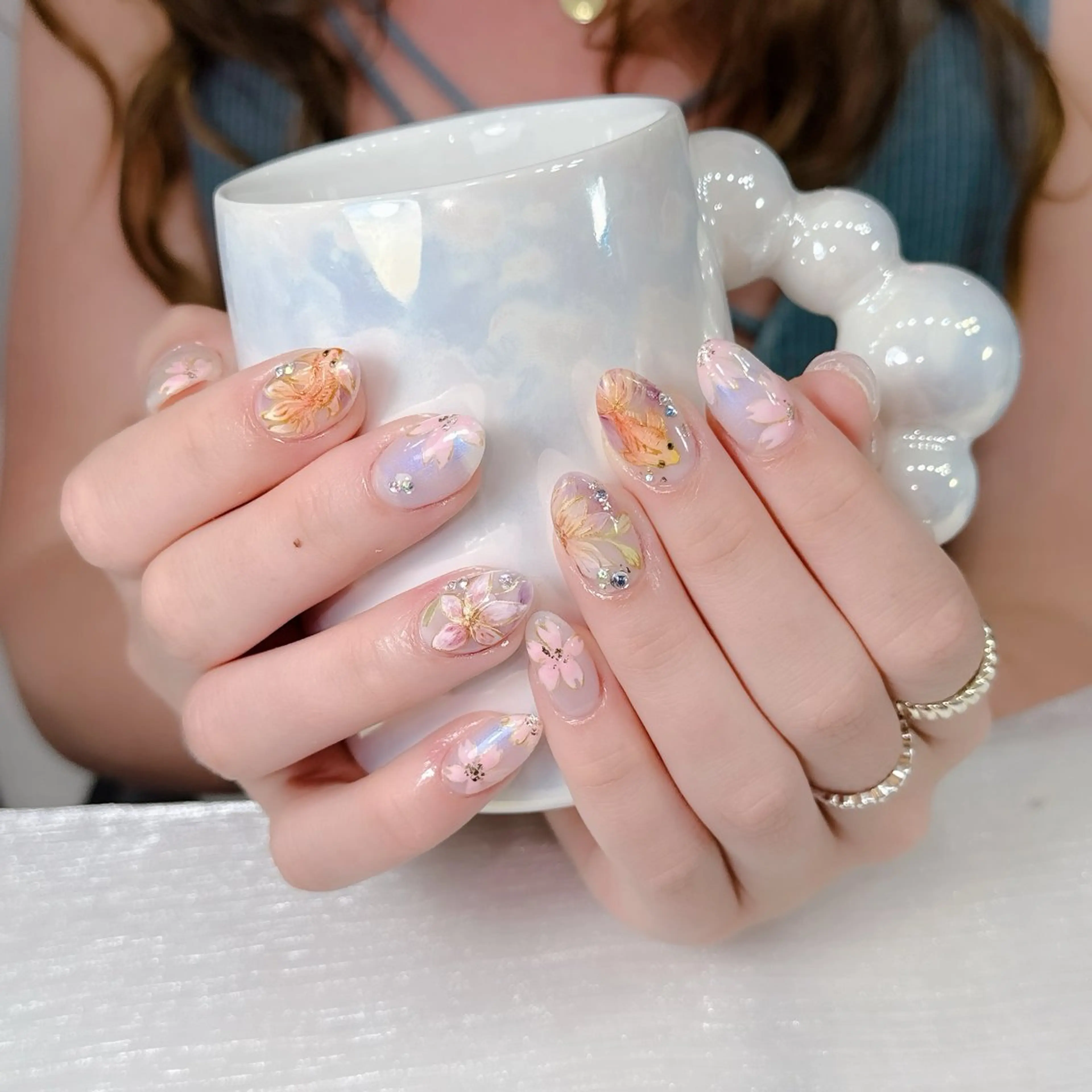 ネイル 長さ出し フレンチネイル 韓国ネイル レース マグネットネイル ハンドネイル nami ナミのネイルデザイン