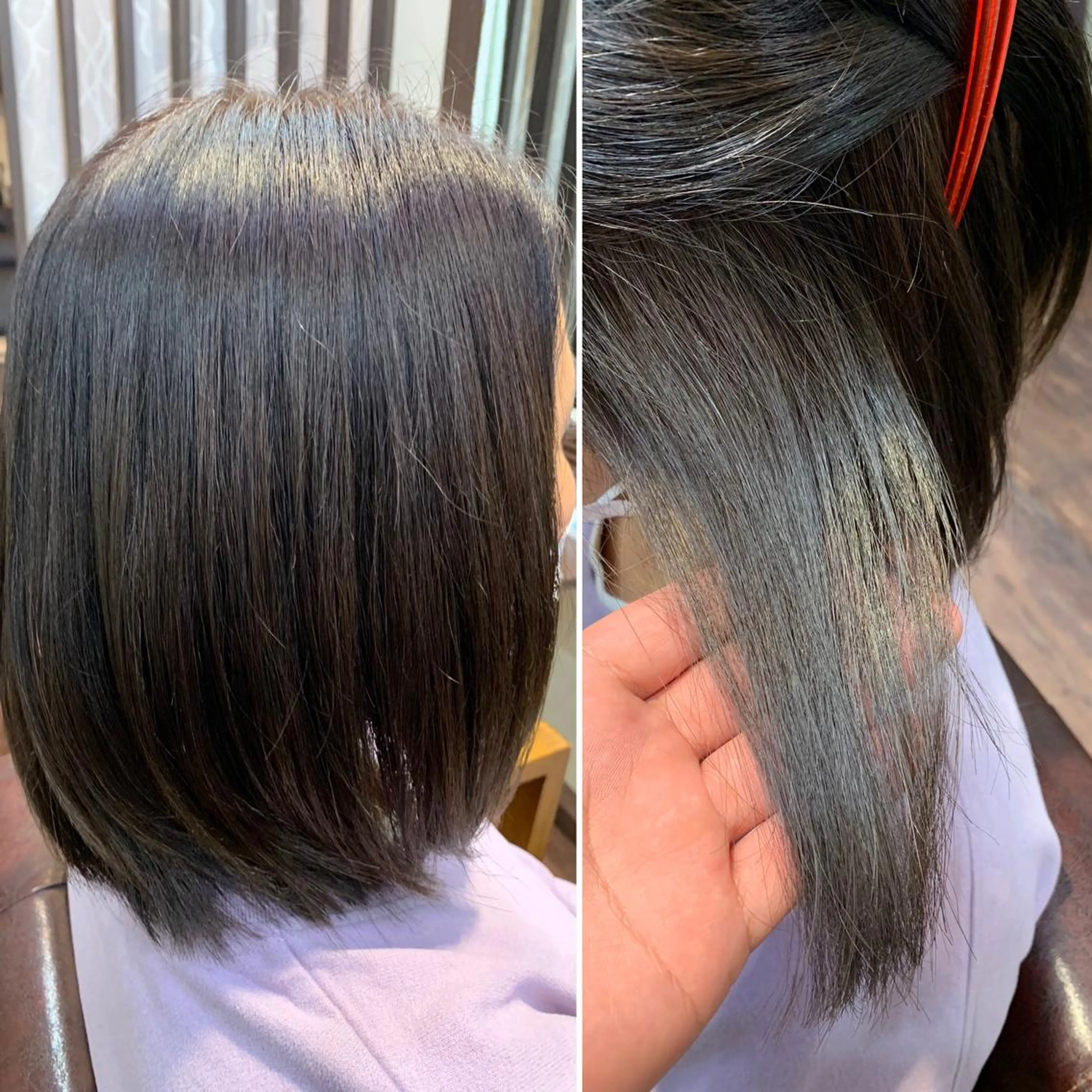 カラー アッシュ イヤリングカラー シルバー ボブ カット ヘアカラー トリートメント 個室 美容室  Miyuu  hair＆spa所属・木村 瞬のヘアスタイル