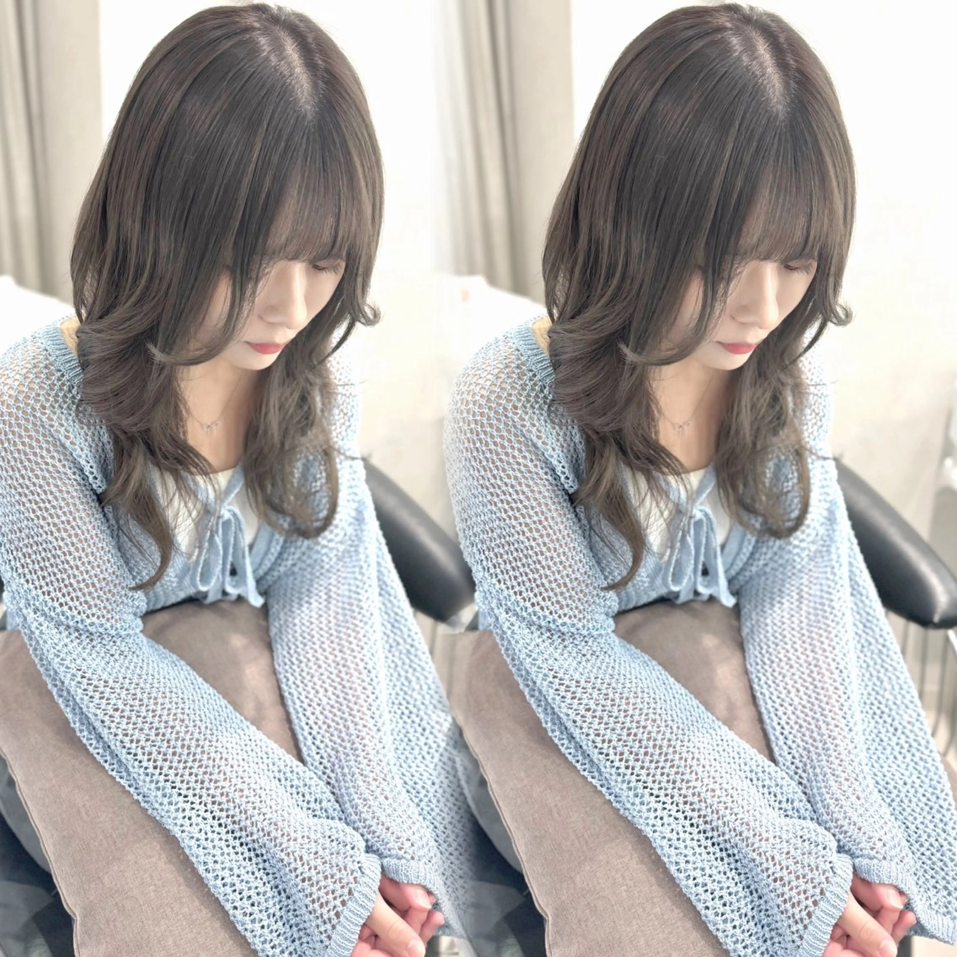 ミディアム カラー ヘアカラー ハッシュカット レイヤー池袋のヘアスタイル