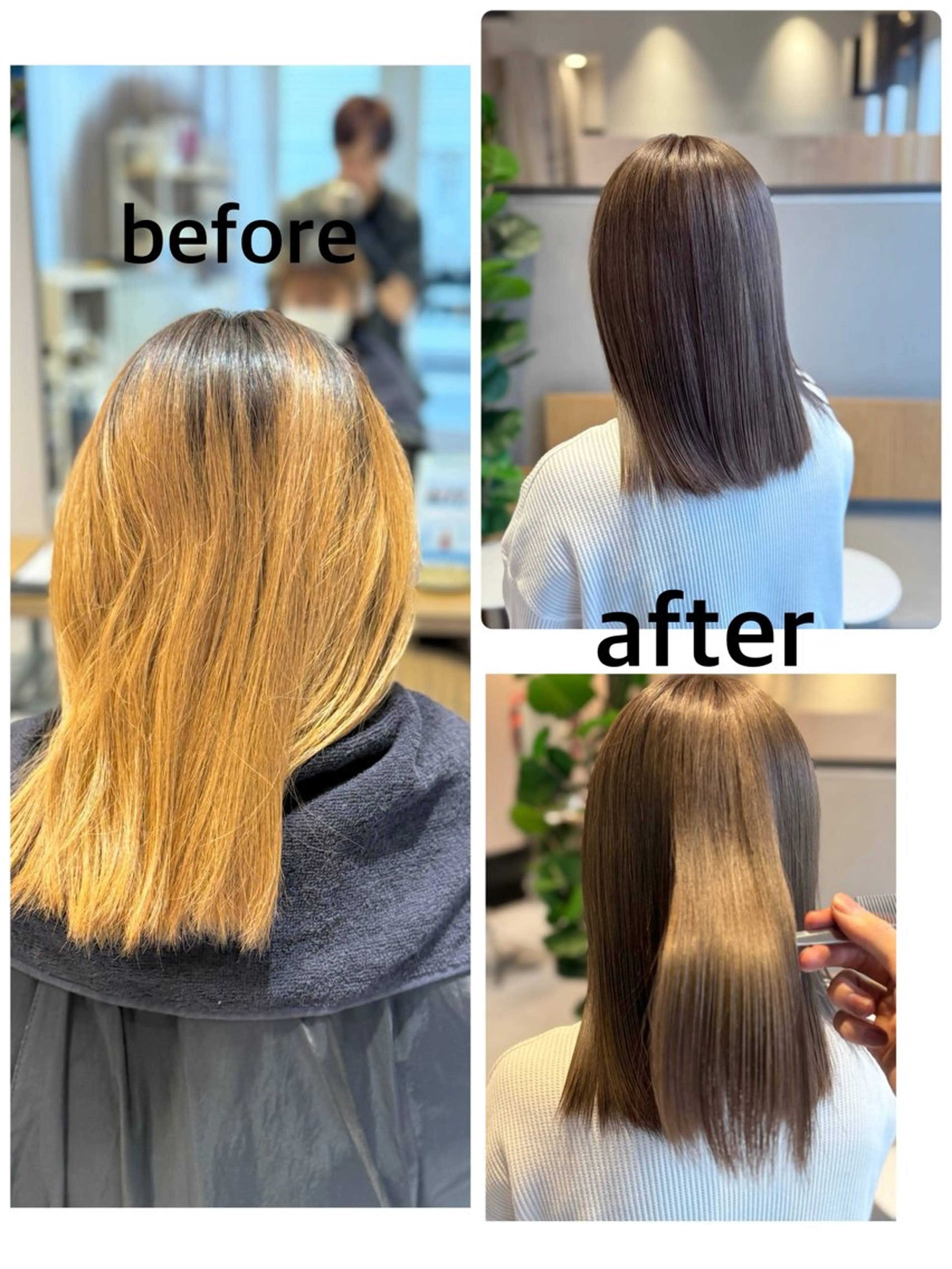 カラー ブリーチ デザインカラー グレージュ ✨艶髪職人艶カラー✨ 中本輝人のヘアスタイル