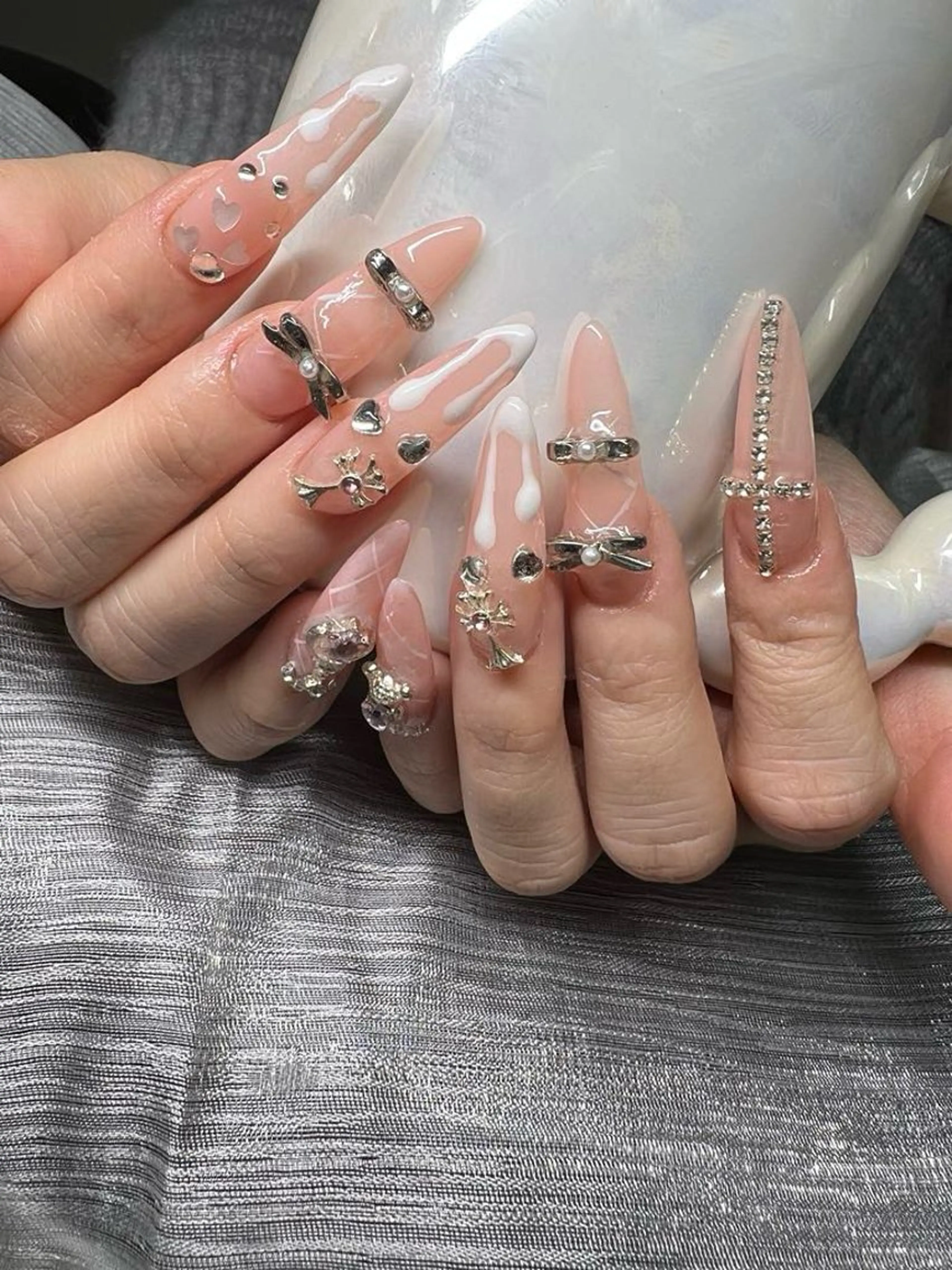 ネイル 長さ出し グラデーション キラキラネイル マグネットネイル ミラーネイル Lee Nails チップ長さだし専門店のネイルデザイン