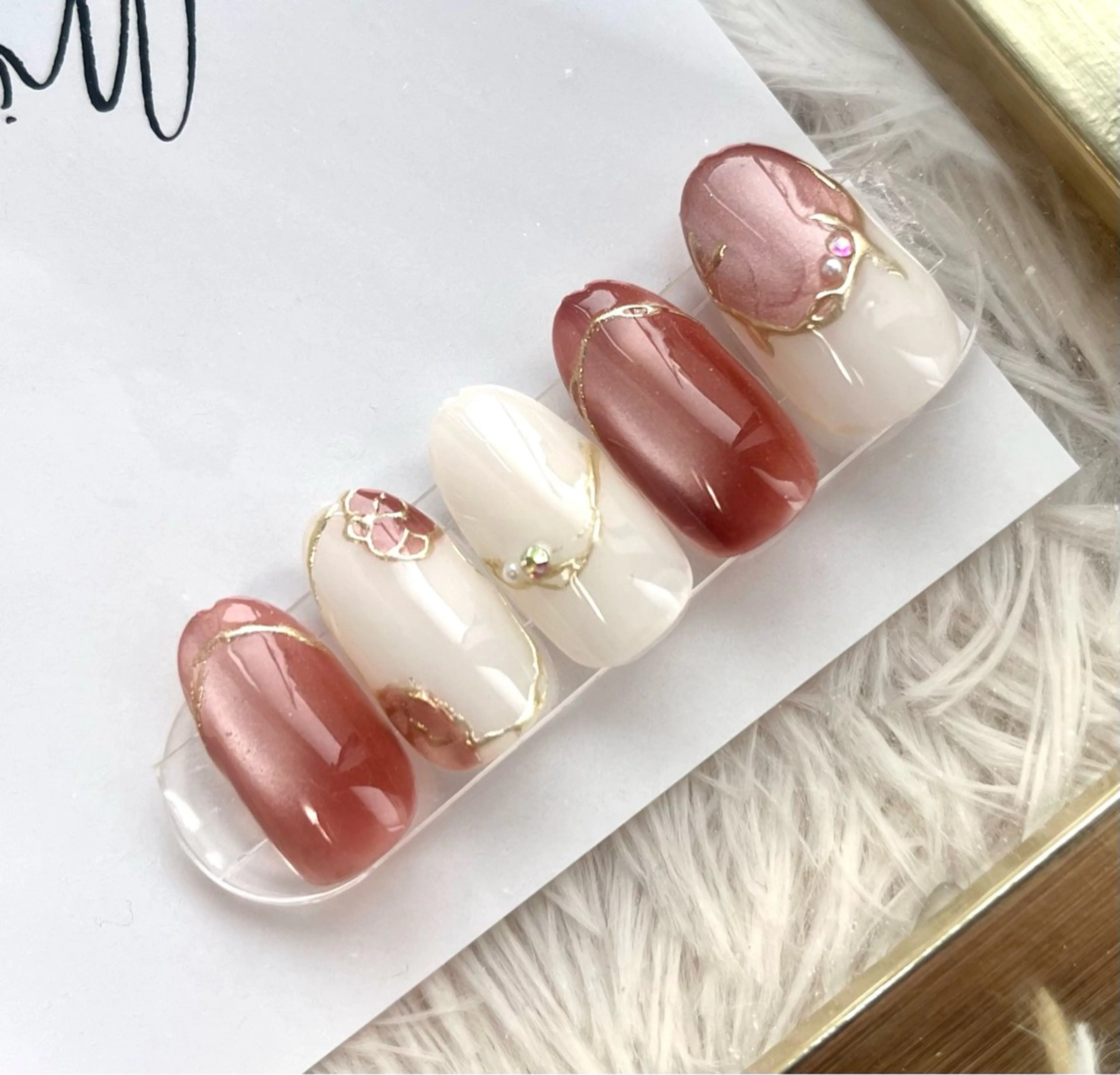 ネイル フラワーネイル マグネットネイル ミラーネイル 春ネイル ハンドネイル 島田 亜紀のネイルデザイン