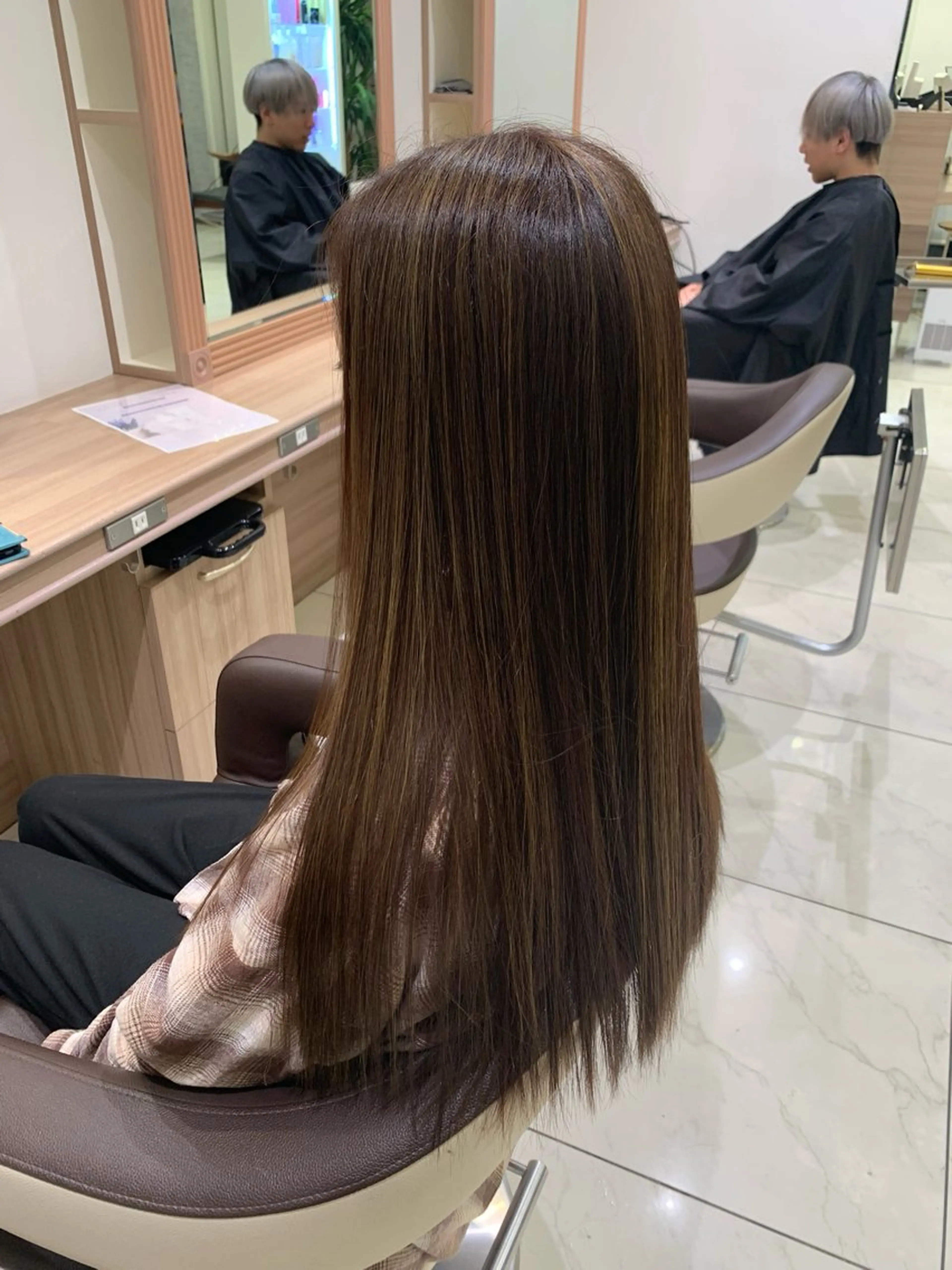 ロング カラー ブラウンカラー 透明感カラー オレンジ 🌱脱白髪染め特化 🌱岡田将英のヘアスタイル